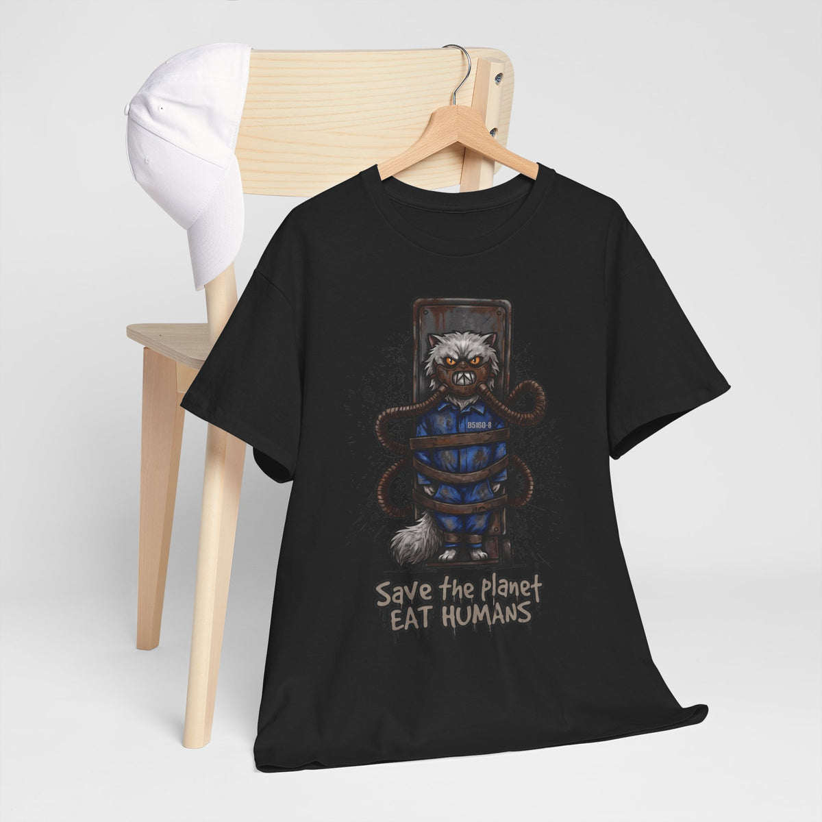 Save The Planet Eat Humans Cat T-Shirt — Horror Movie Parody Tee