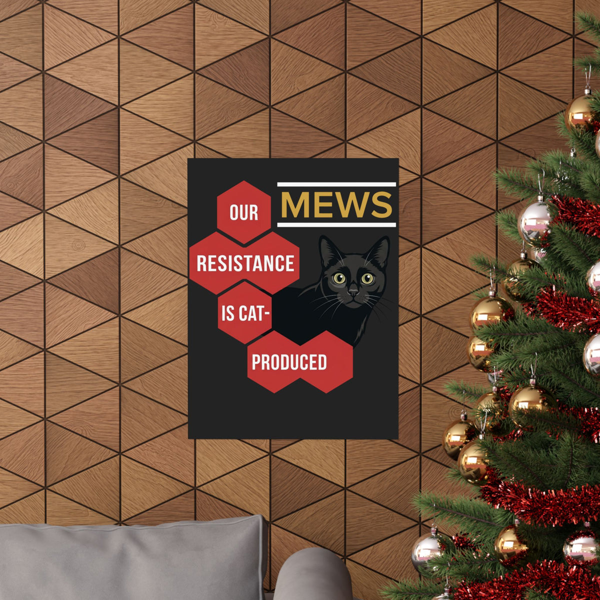 Mews Resistance Is Cat-Produced Poster — Funny Cat Protest Graphic Poster