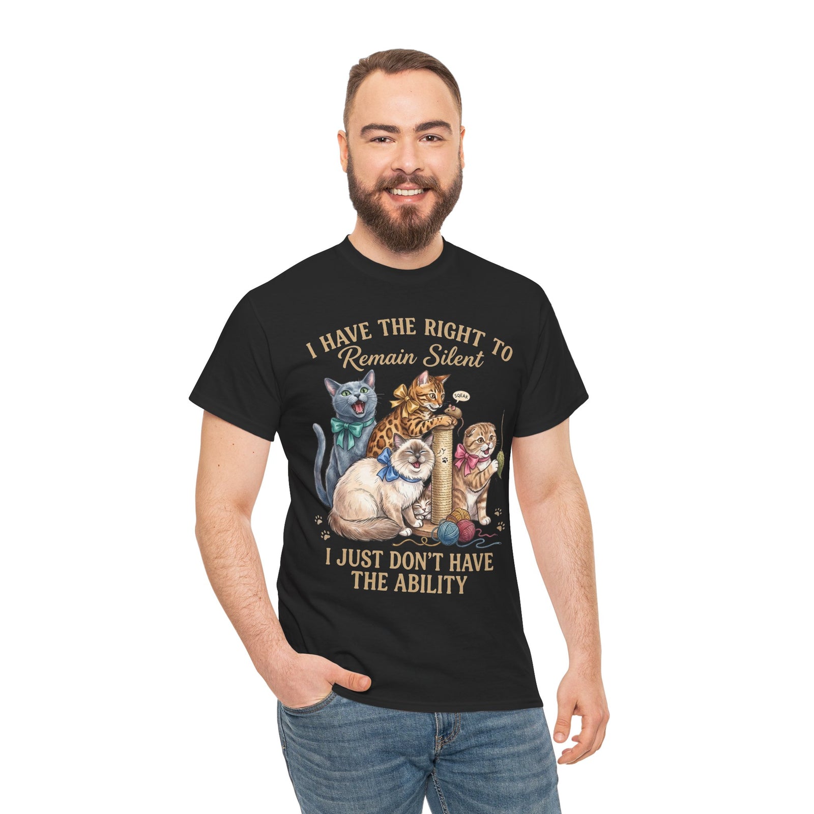 Cat Graphic Tee — "I Have the Right to Remain Silent, I Just Don't Have the Ability"