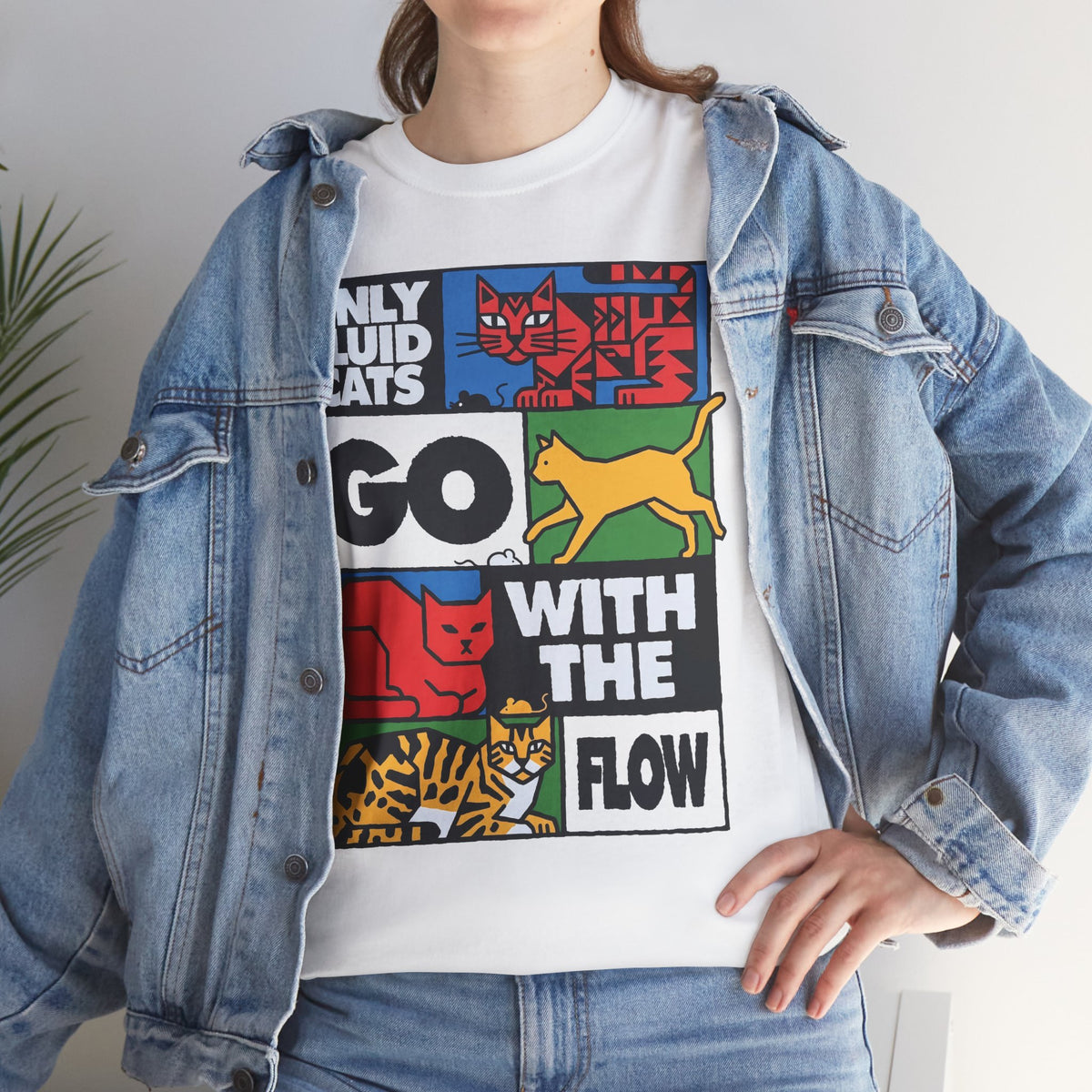 Only Fluid Cats Go With The Flow Shirt — Modern Abstract Pop Art Cat T-Shirt