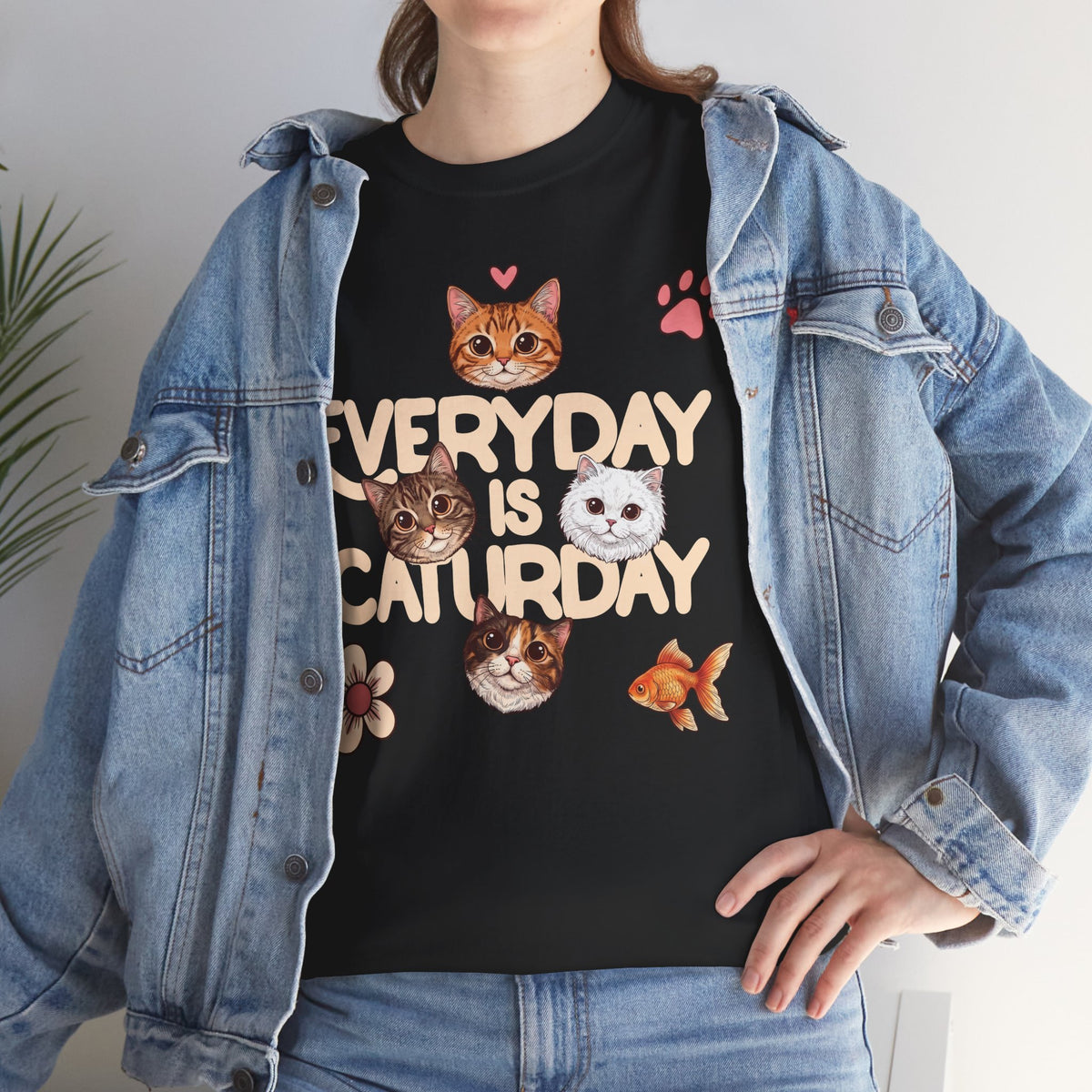 Everyday Is Caturday T-Shirt — Cute Whimsical Four Cats Graphic Tee