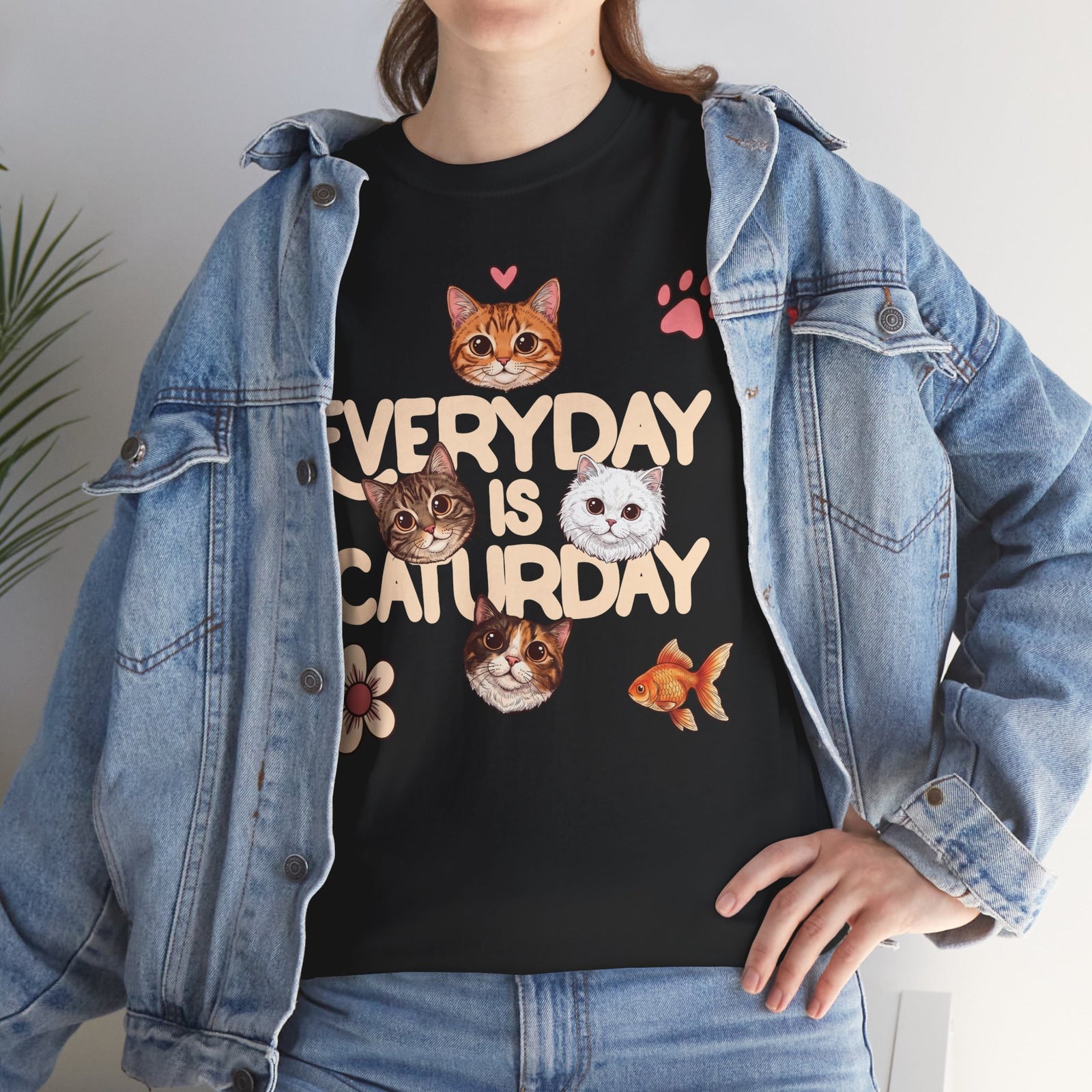 Everyday Is Caturday T-Shirt — Cute Whimsical Four Cats Graphic Tee
