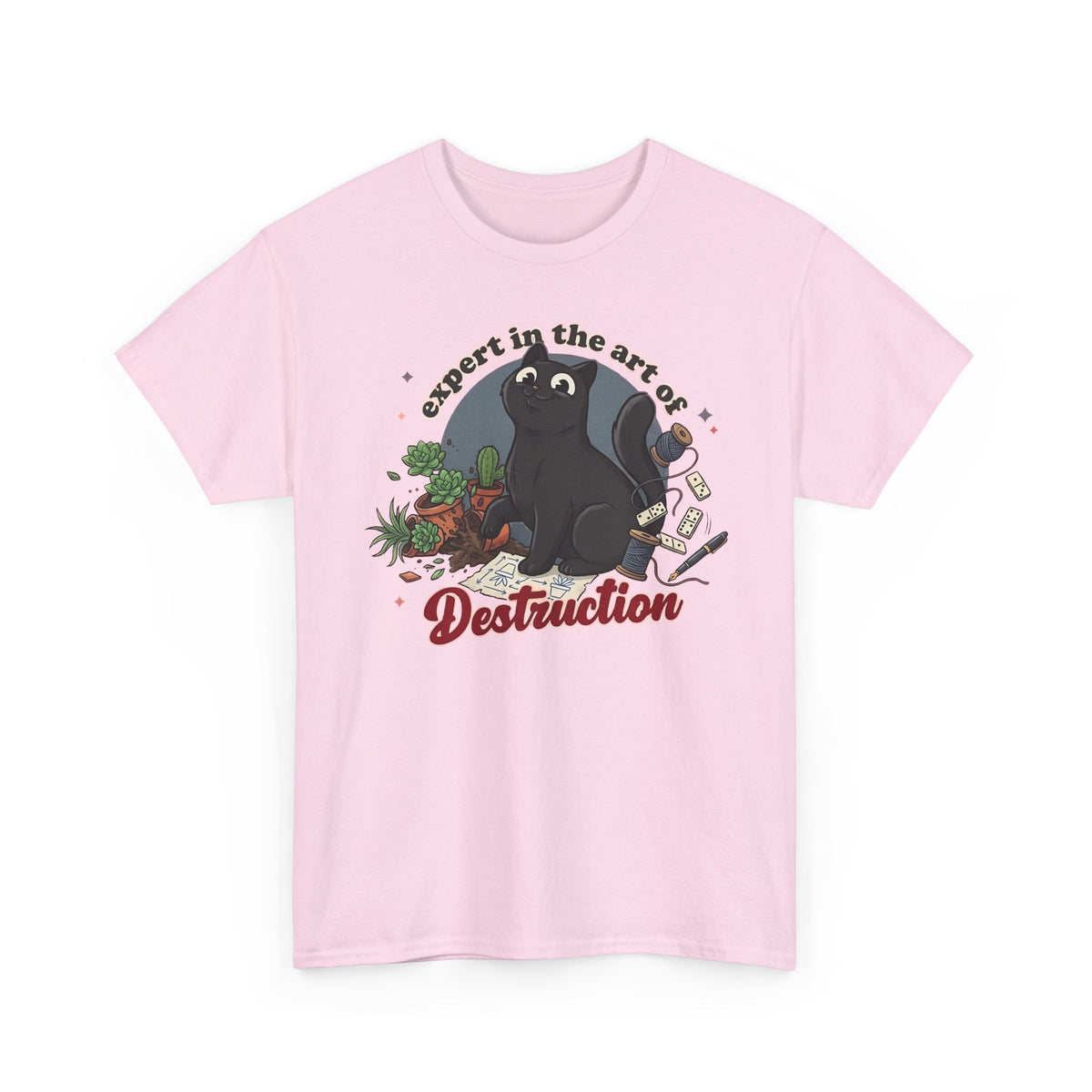Cat Destruction T-Shirt — “Expert in the Art of Destruction” Cute Cat Plant Shirt