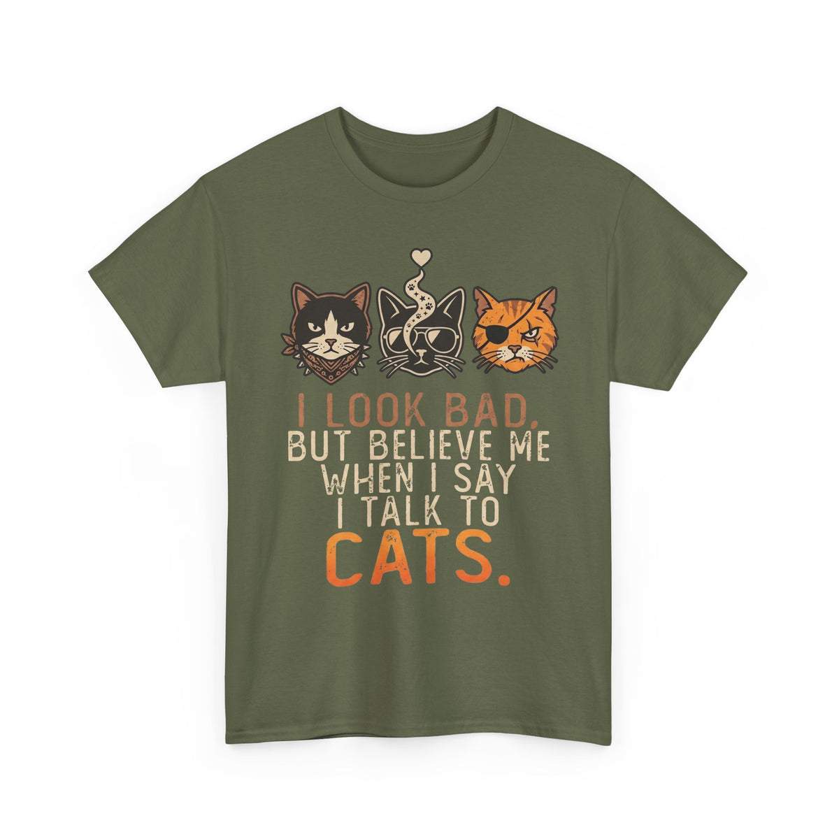 I Talk to Cats T-Shirt – Funny Cat Lover Tee with Cat Faces