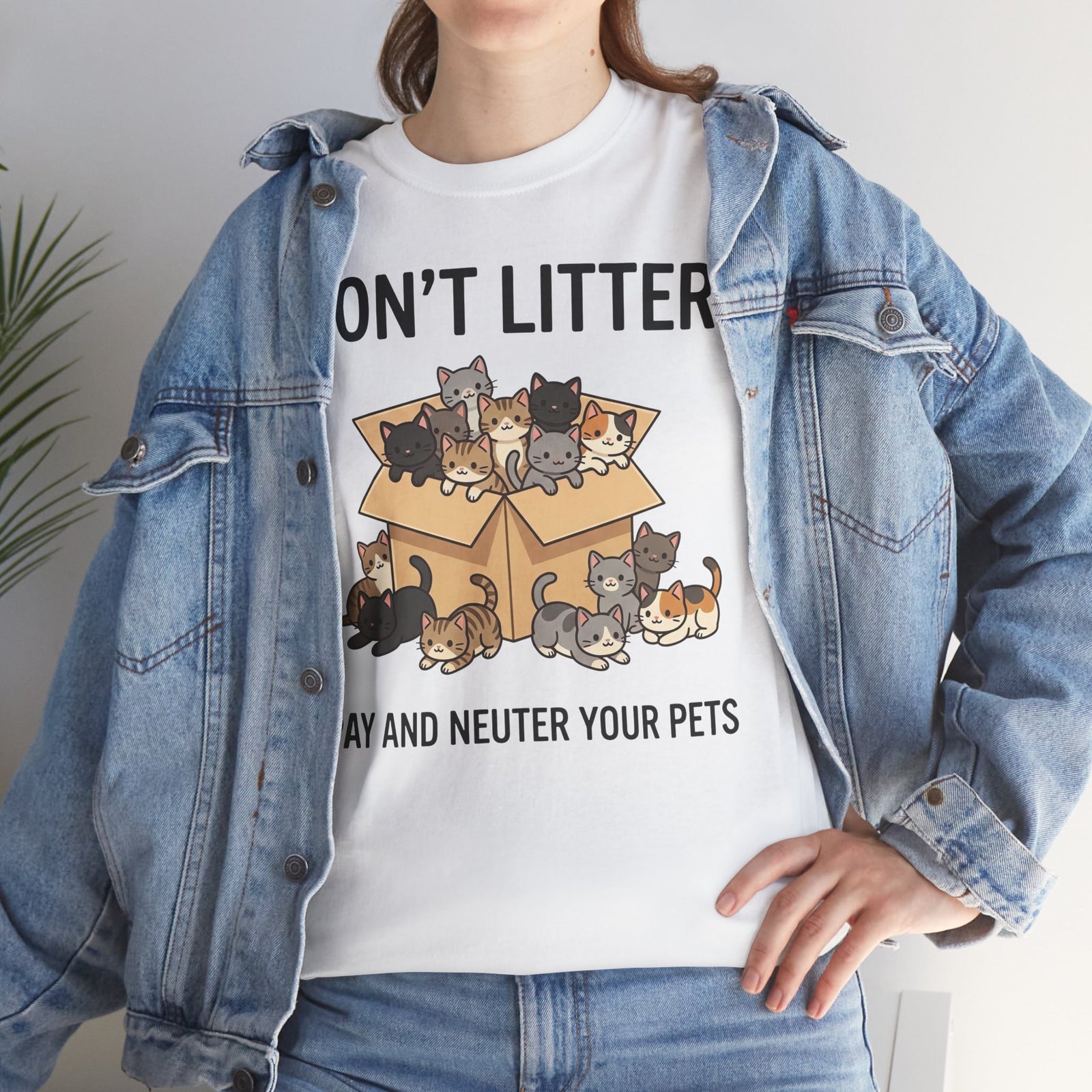 Don't Litter Cat & Dog Tee — "Spay and Neuter Your Pets" Pet Advocacy Shirt