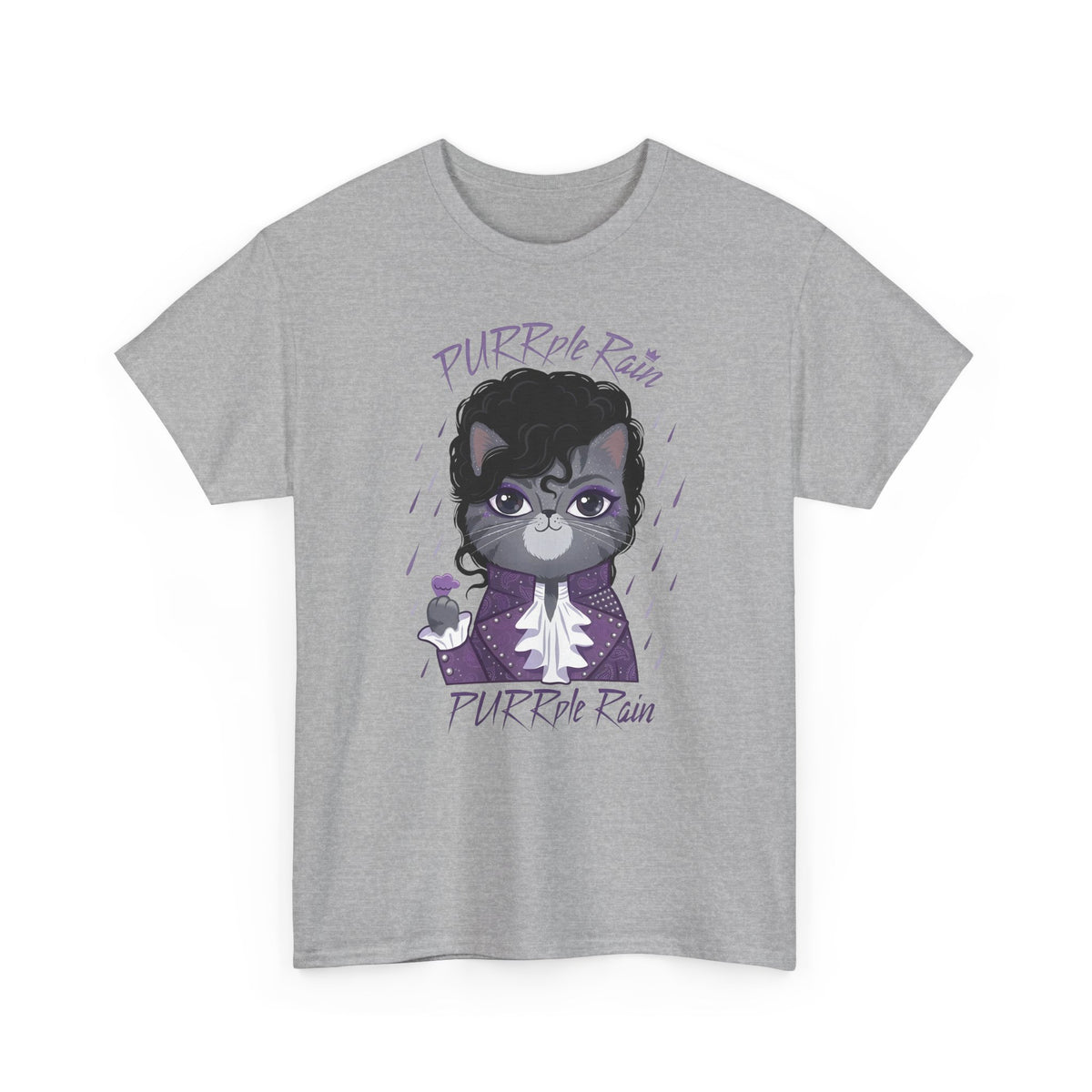 Purrple Rain Cat Parody T-Shirt — Cute Cat 'Purrple Rain' Graphic Tee