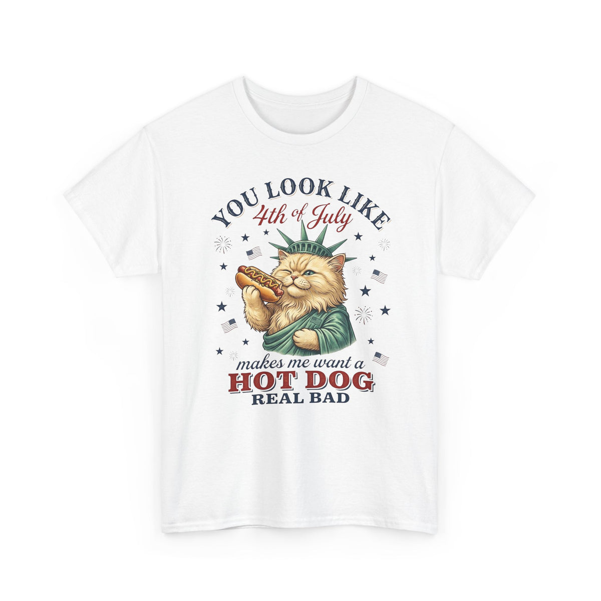 4th of July Cat &amp; Hot Dog T-Shirt — Patriotic Fourth of July Tee
