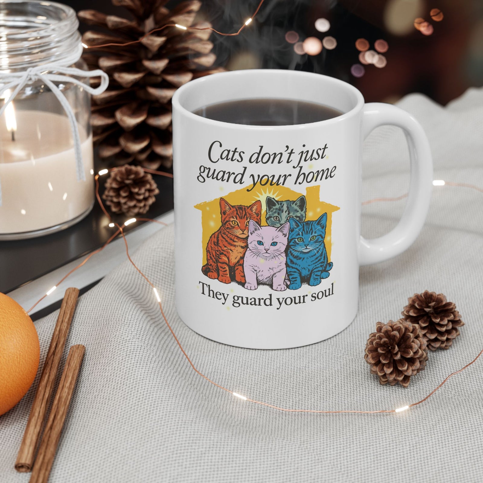 Cats Don't Just Guard Your Home Ceramic Mug — Funny Cat Lover Mug