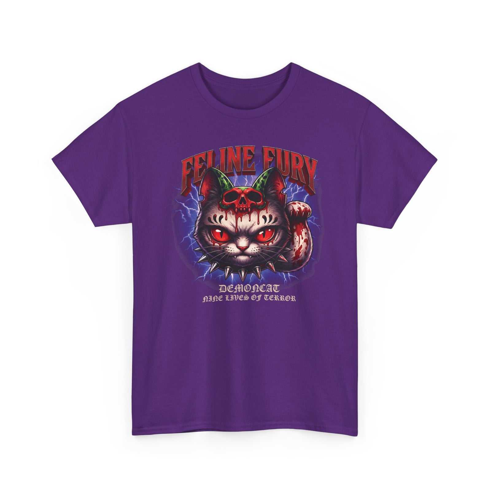 Feline Fury Demoncat T-Shirt — Heavy Metal Horror Gothic Cat Tee