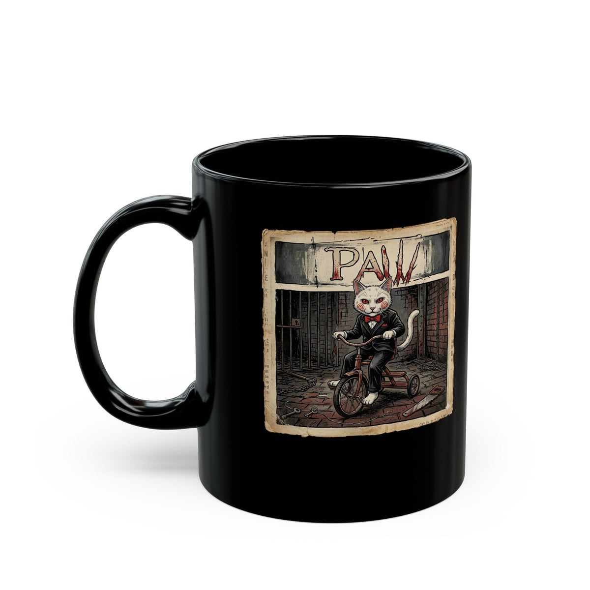 Billy the Puppet Cat Lover Black Mug