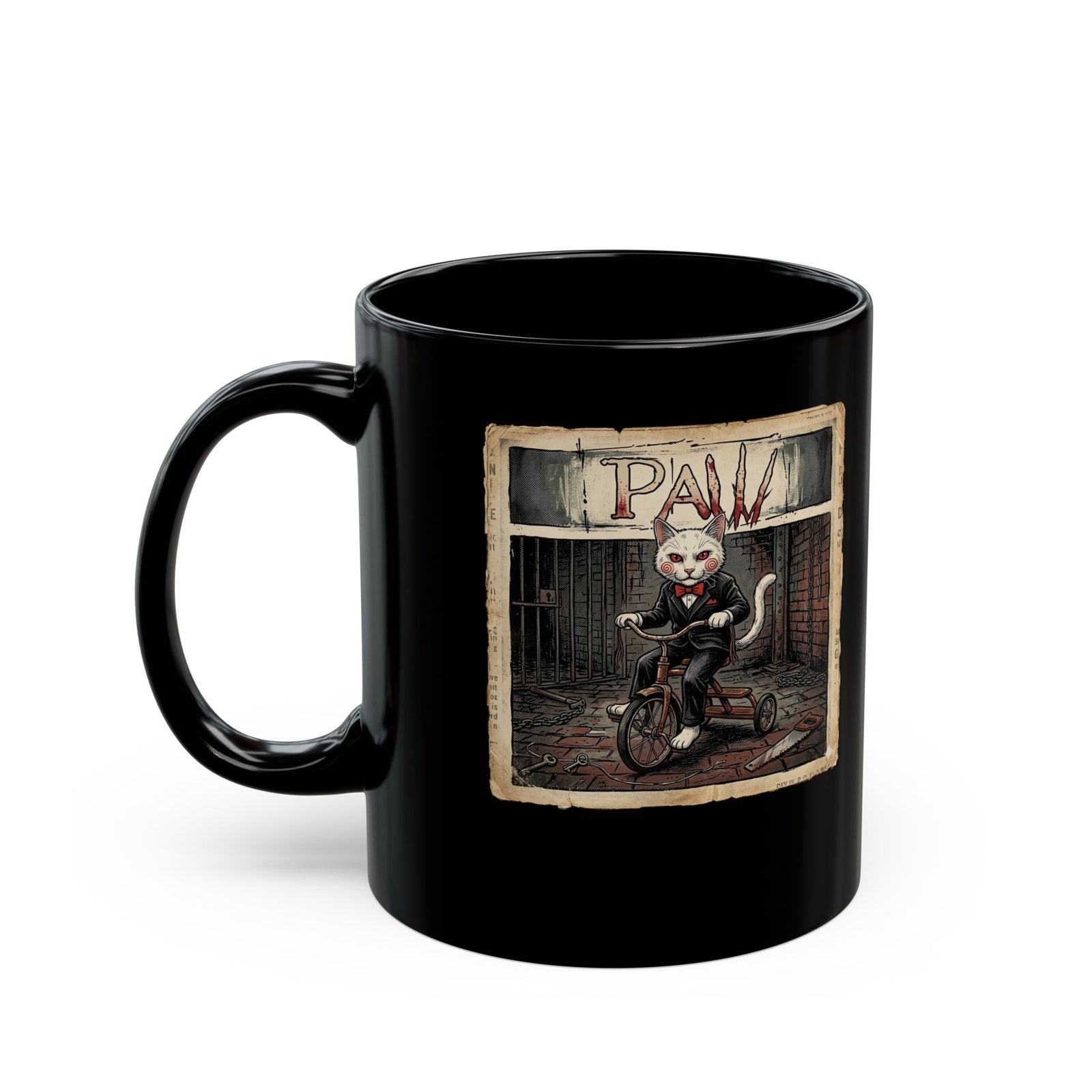 Billy the Puppet Cat Lover Black Mug