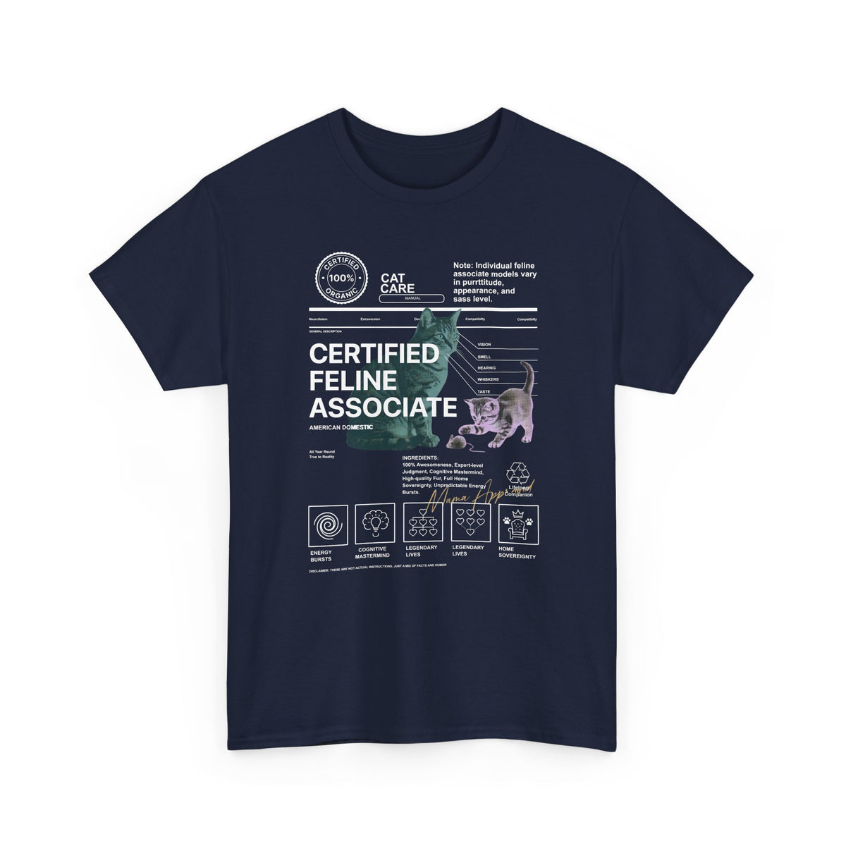 Certified Feline Associate T-Shirt — Funny Cat Lover Tee