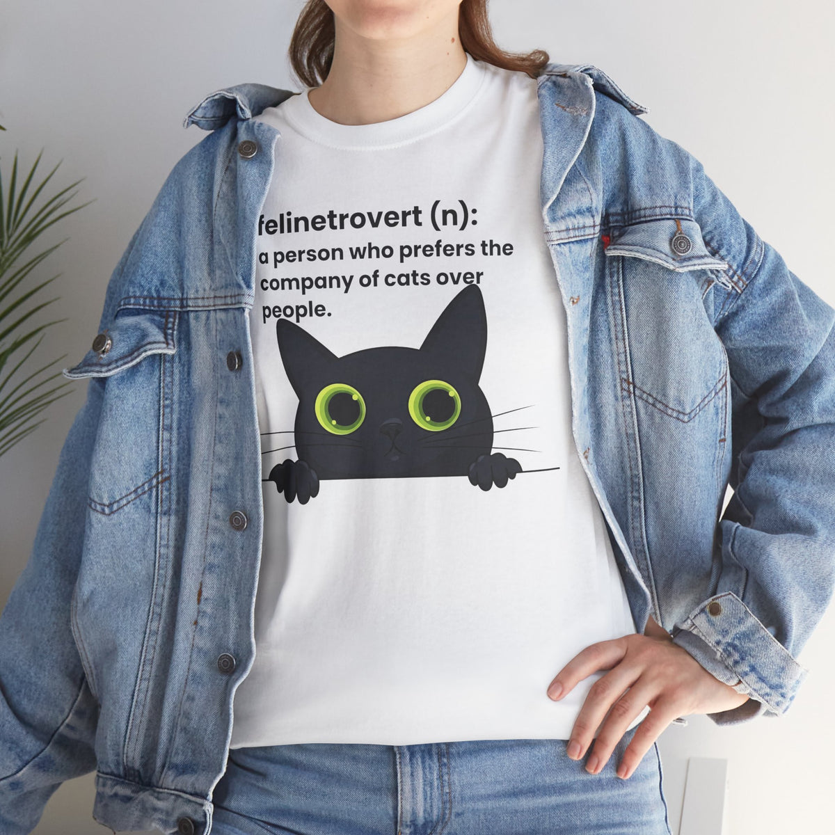 Feline-trovert Cat Lover T-Shirt – "felinetrovert (n): a person who prefers the company of cats over people"