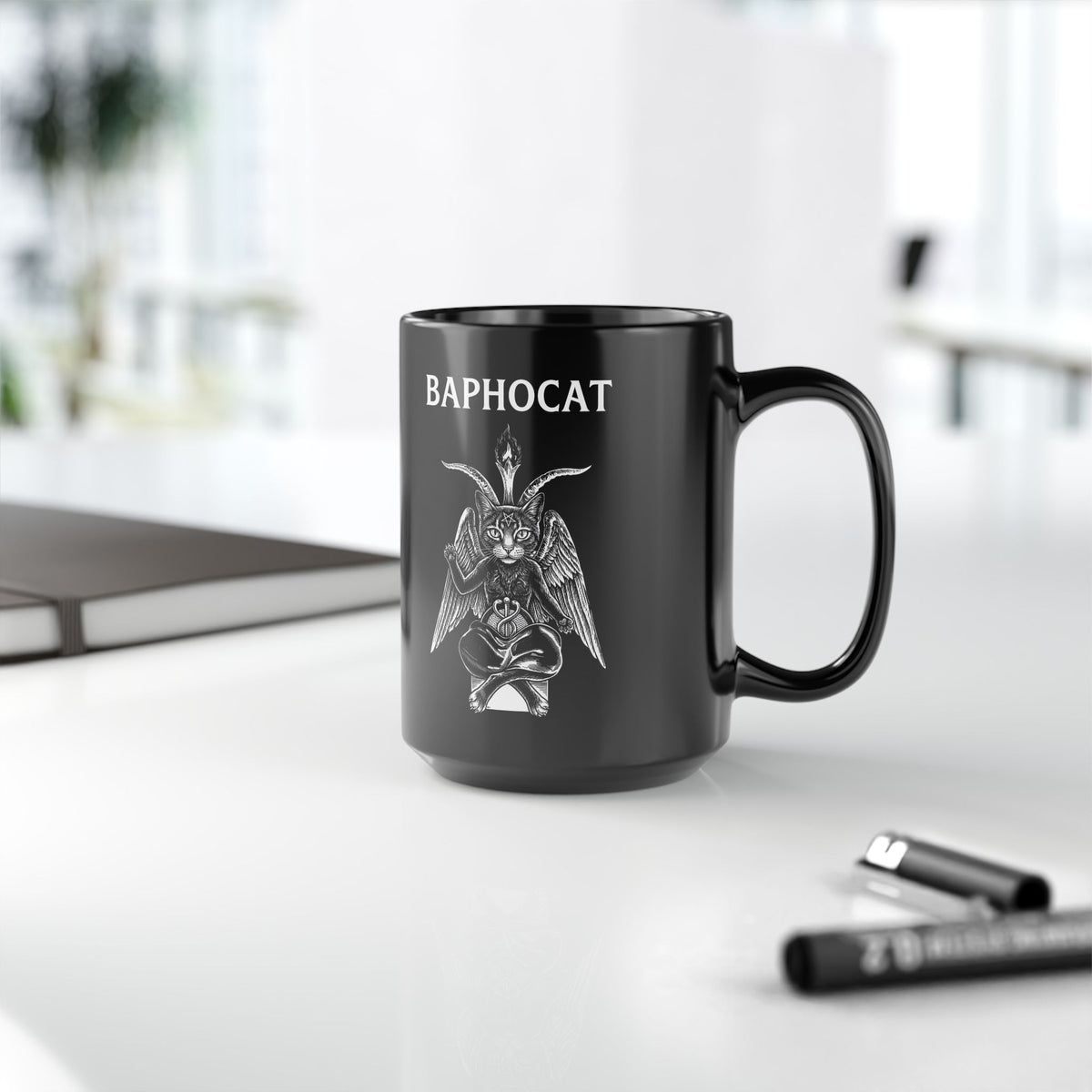 Baphocat Dark Evil Cat Black Mug
