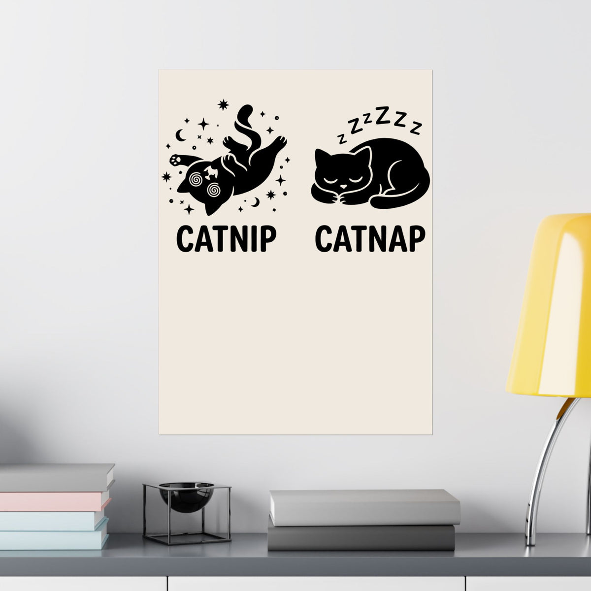 Catnip Catnap Cat Poster — Cute Cat Nap Graphic Poster