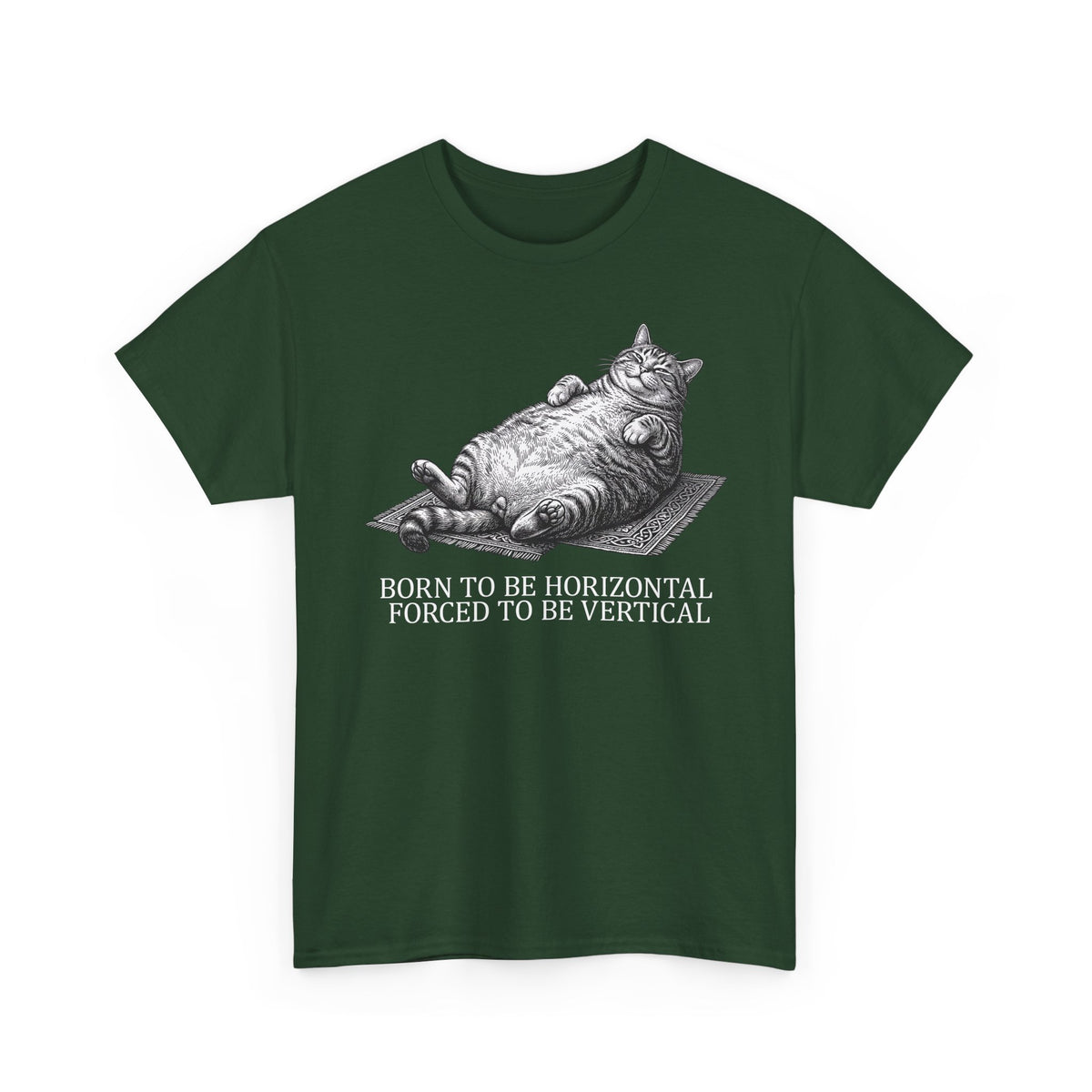 Born to Be Horizontal Fat Cat T-Shirt — Funny Lazy Cat Tee