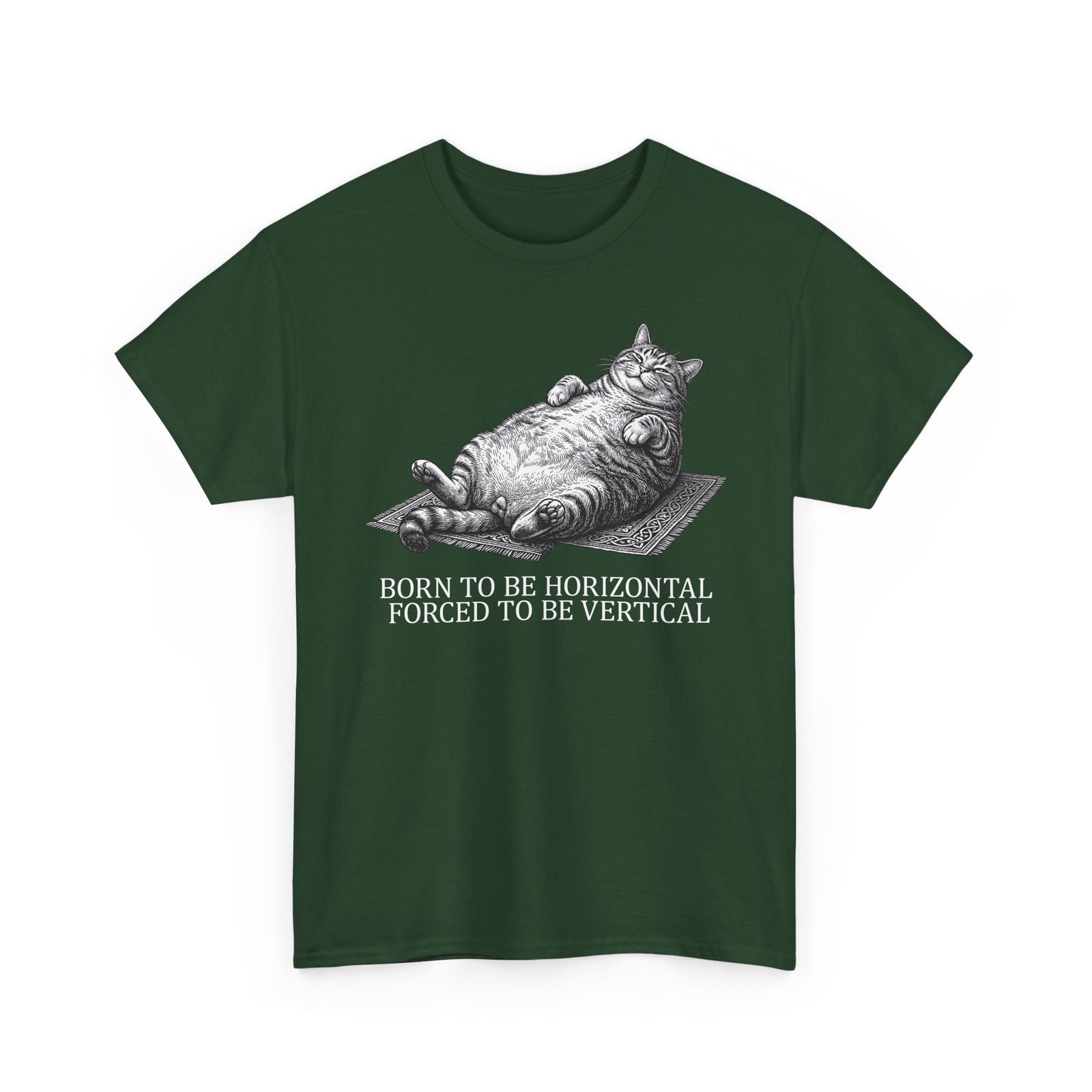 Born to Be Horizontal Fat Cat T-Shirt — Funny Lazy Cat Tee