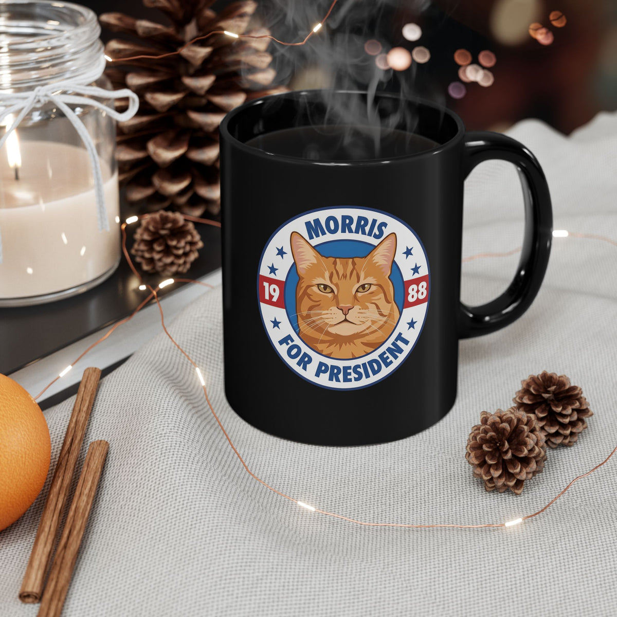 Cat For President 1988 Black Mug Vintage Political Cat Mug