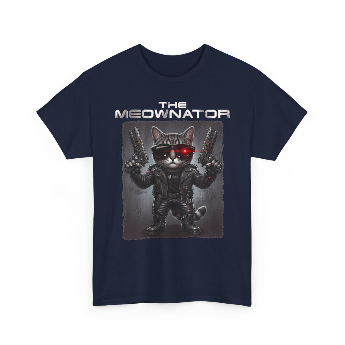 The Meownator T-Shirt — Funny Sci-Fi Cyborg Cat Parody Tee
