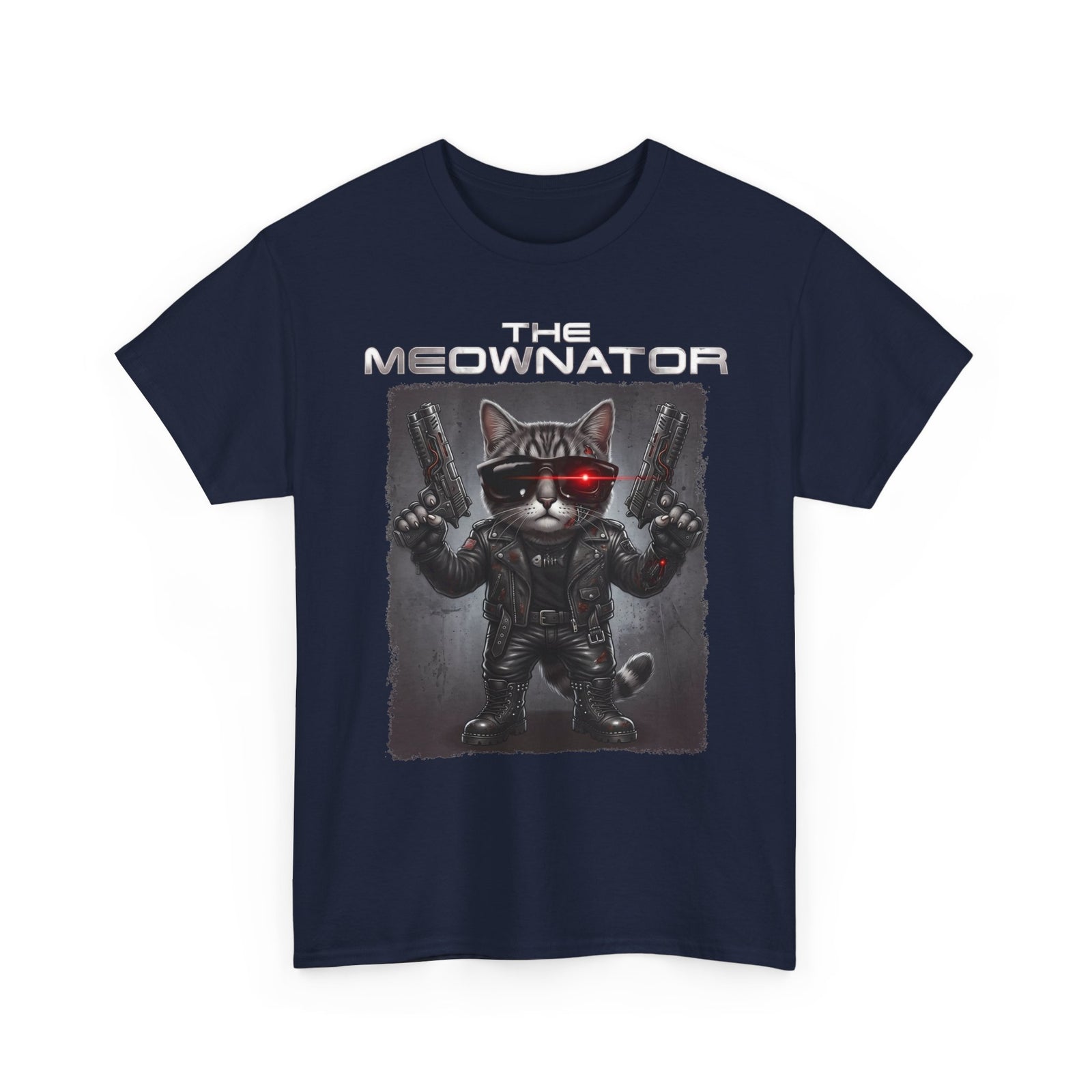 The Meownator T-Shirt — Funny Sci-Fi Cyborg Cat Parody Tee