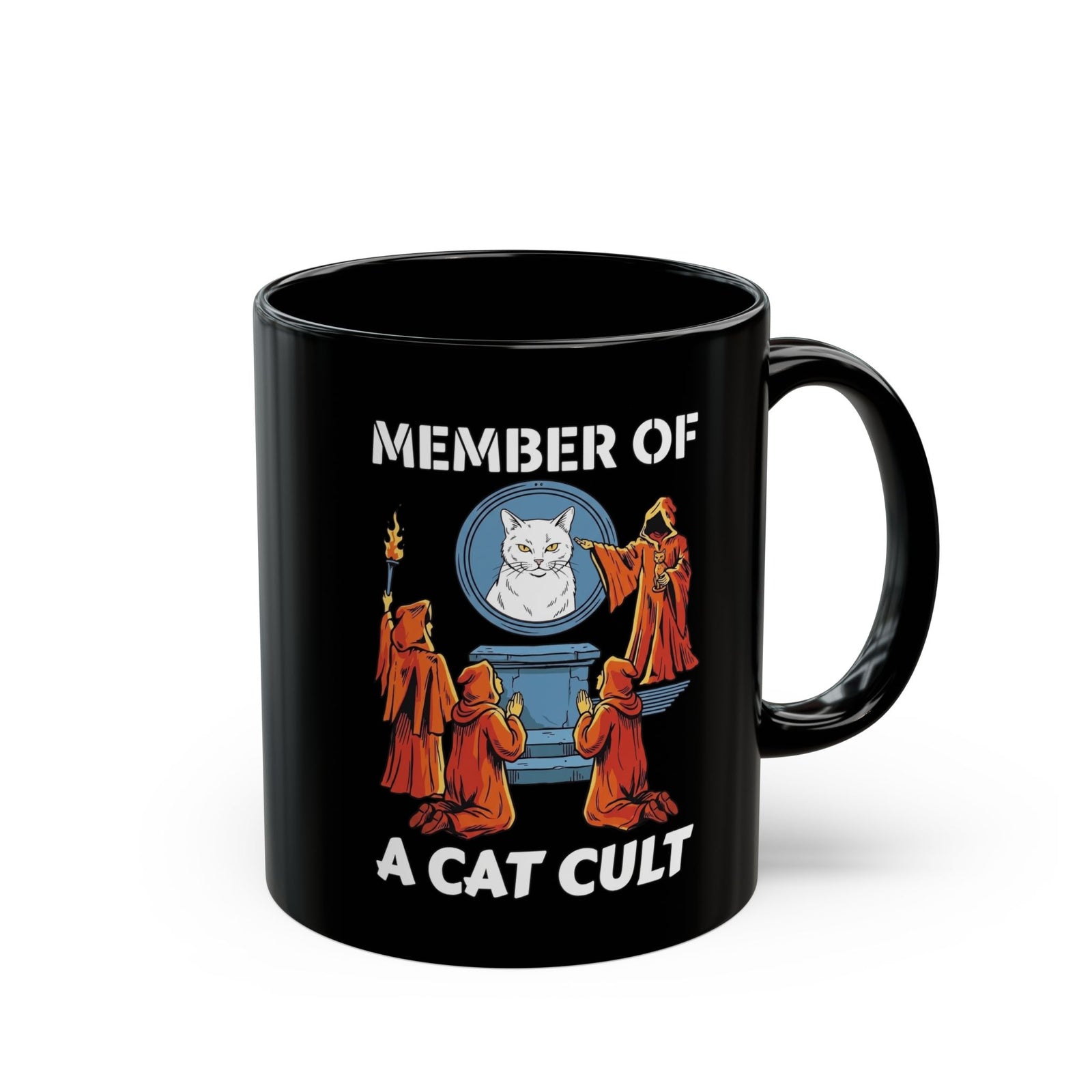 Member of a Cat Cult Black Mug — Funny Cat Lover Mug