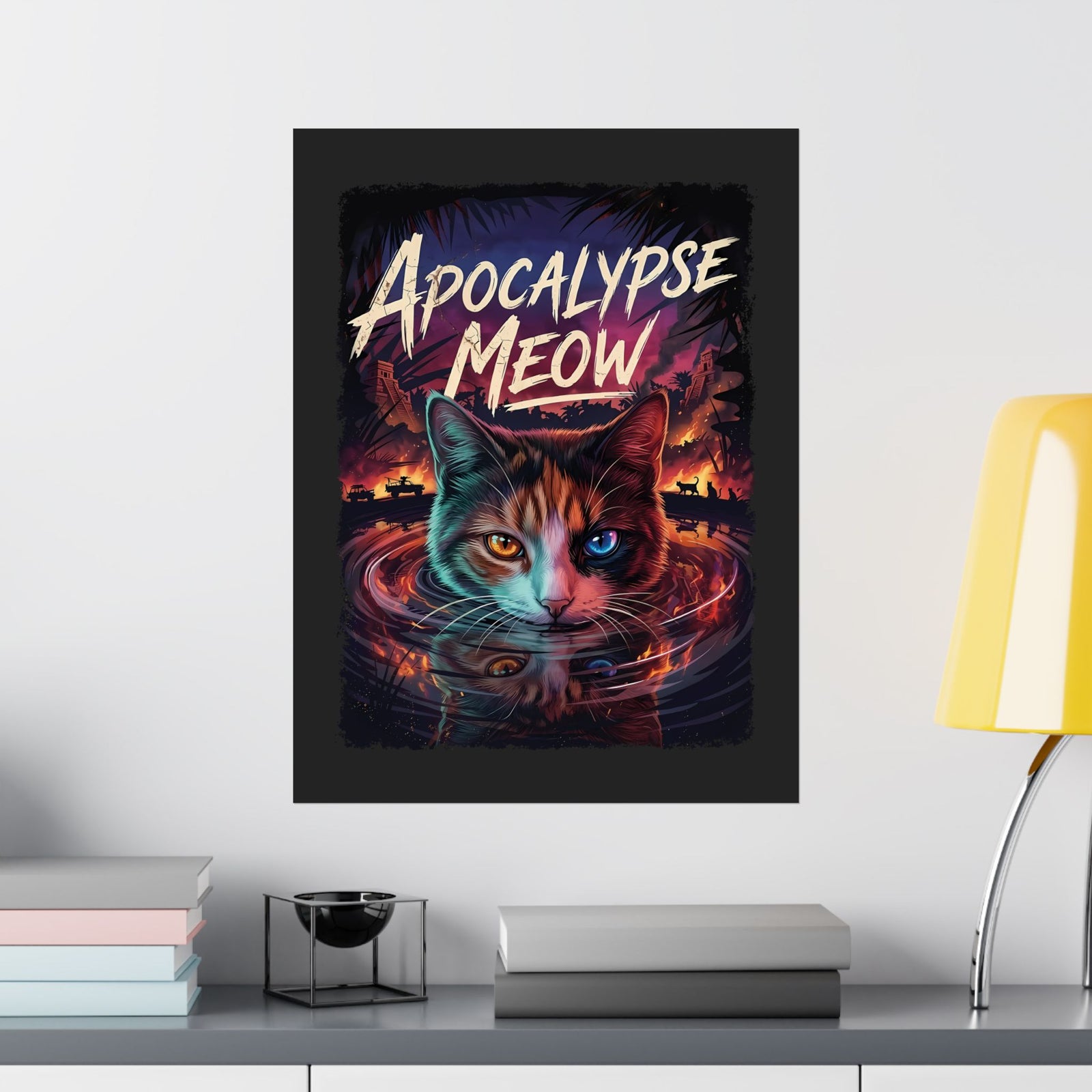 Apocalypse Meow Poster — Cute Post-Apocalyptic Cat Graphic Poster