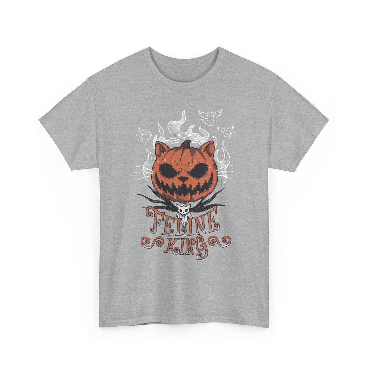 Feline King Halloween Cat Graphic — Spooky Pumpkin King Parody Art