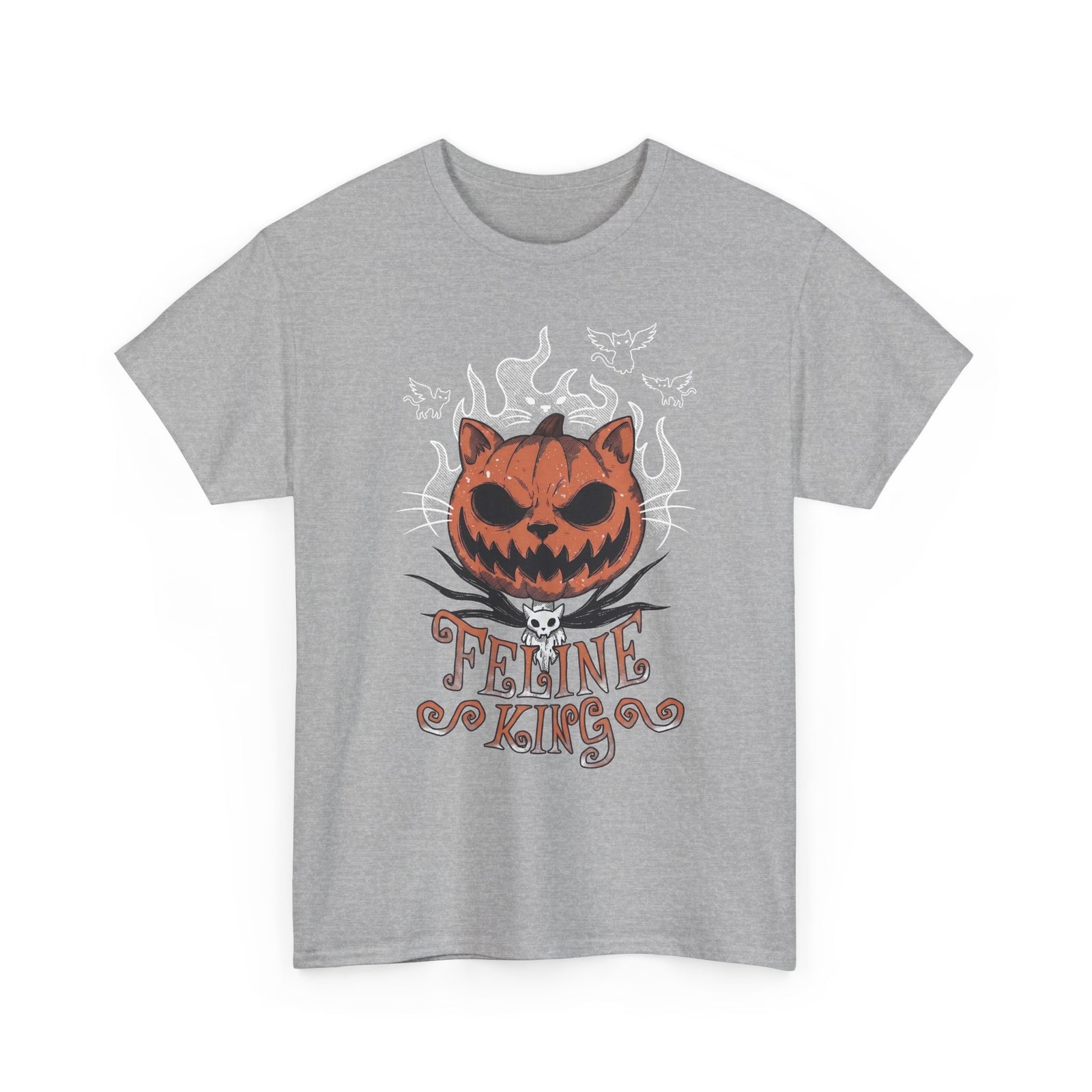 Feline King Halloween Cat Graphic — Spooky Pumpkin King Parody Art