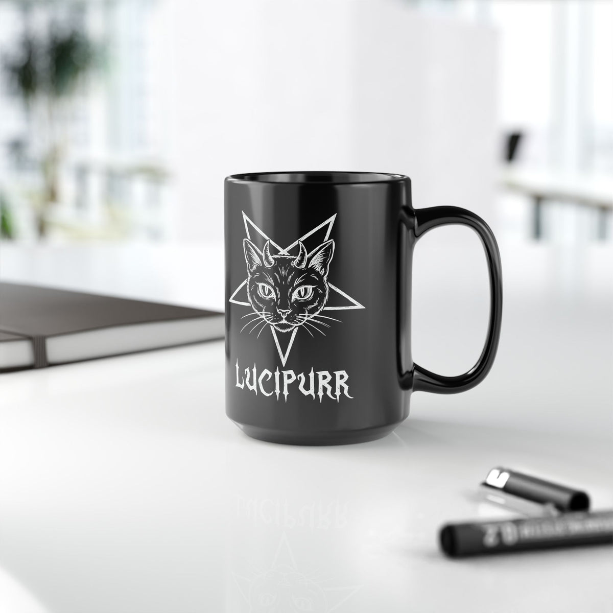 Lucipurr Lucifer Cat Black Mug — Gothic Cat Mug