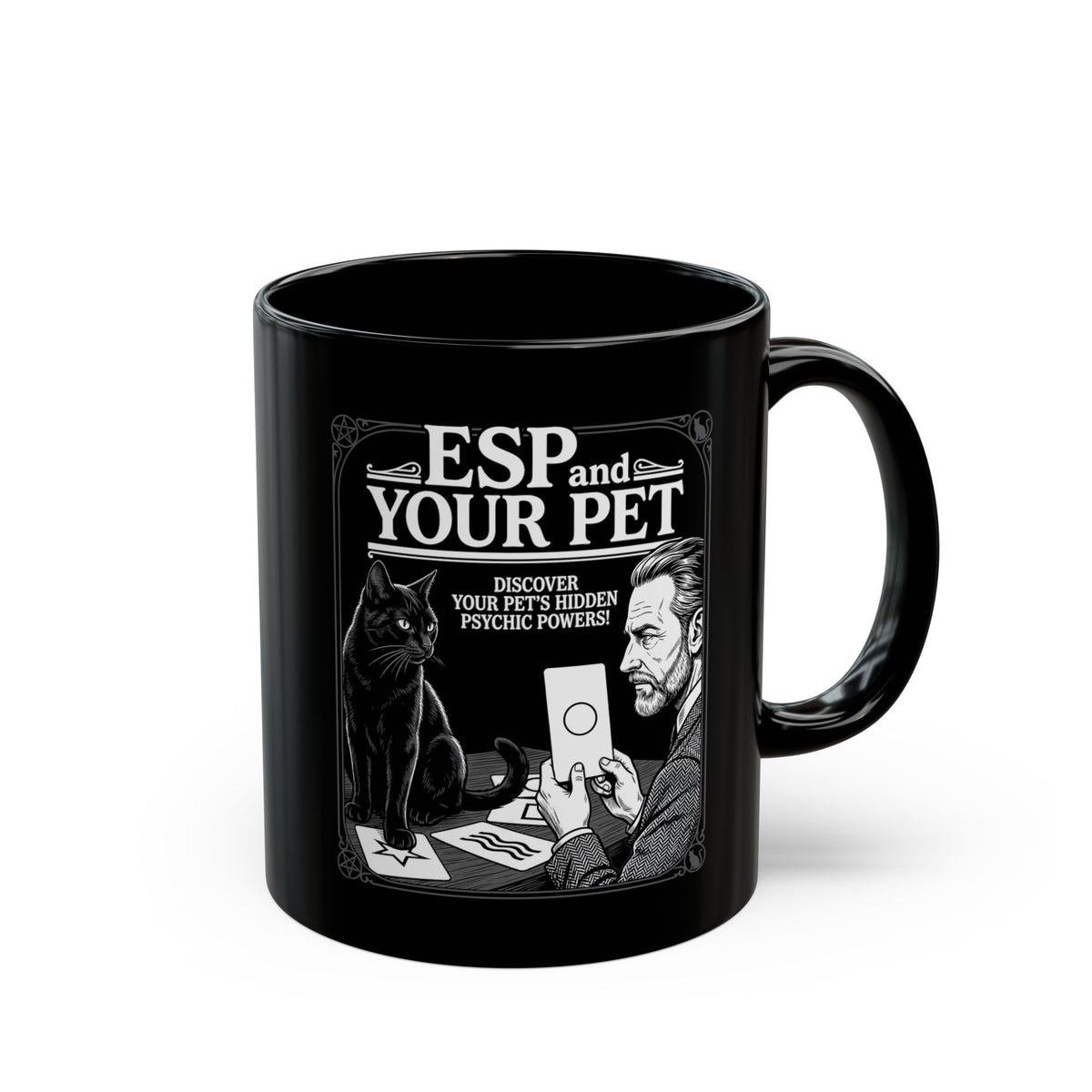 ESP &amp; Your Pet Cat Black Mug — Psychic Cat Lover Mug