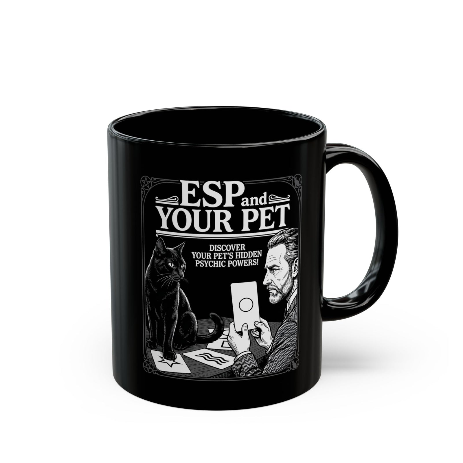 ESP & Your Pet Cat Black Mug — Psychic Cat Lover Mug
