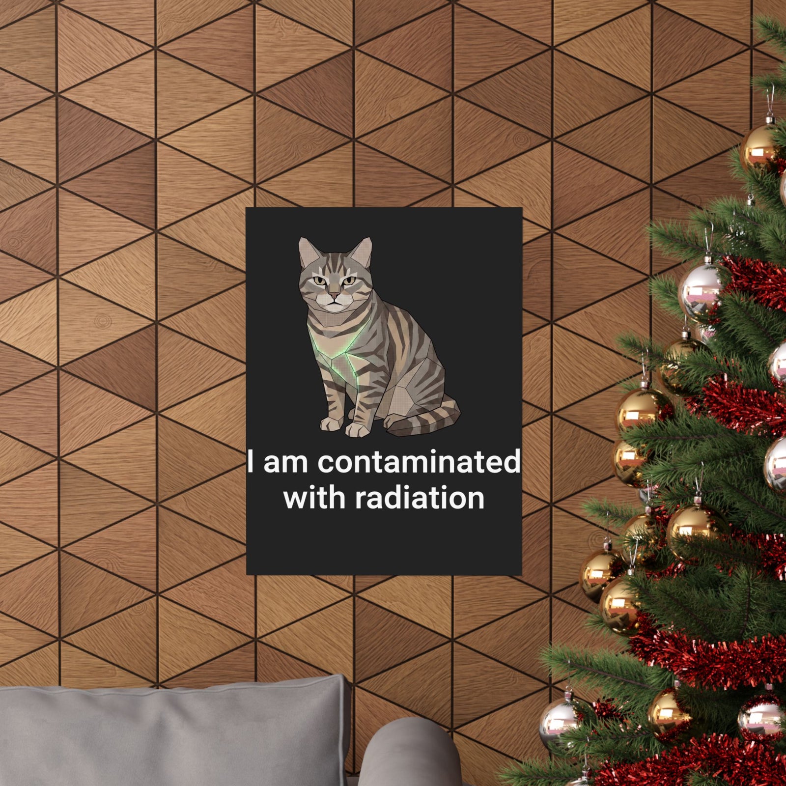 Funny Cat Poster "I Am Contaminated with Radiation" Humorous Retro Radioactive Poster