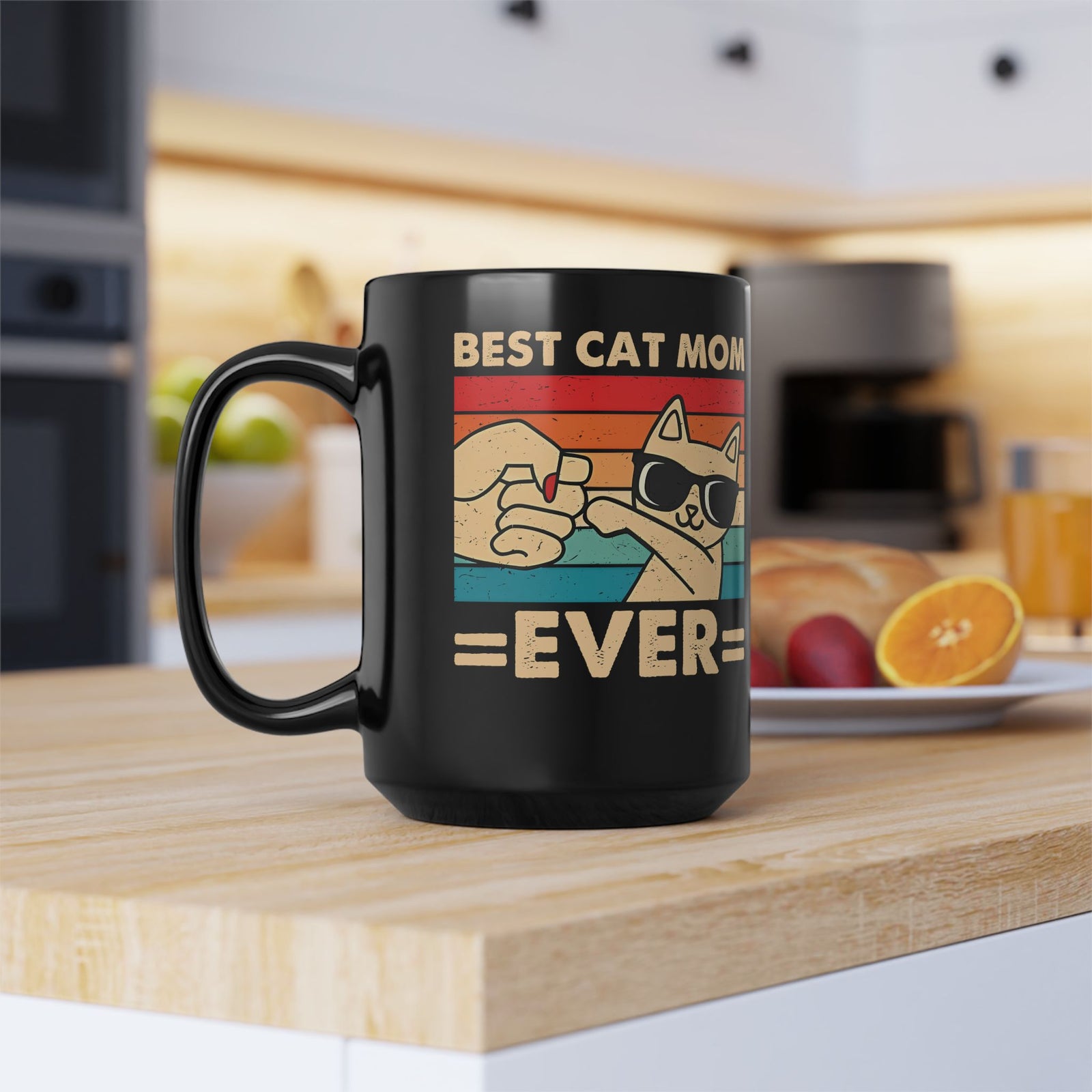 Best Cat Mom Ever Black Mug — Cute Cat Mom Gift