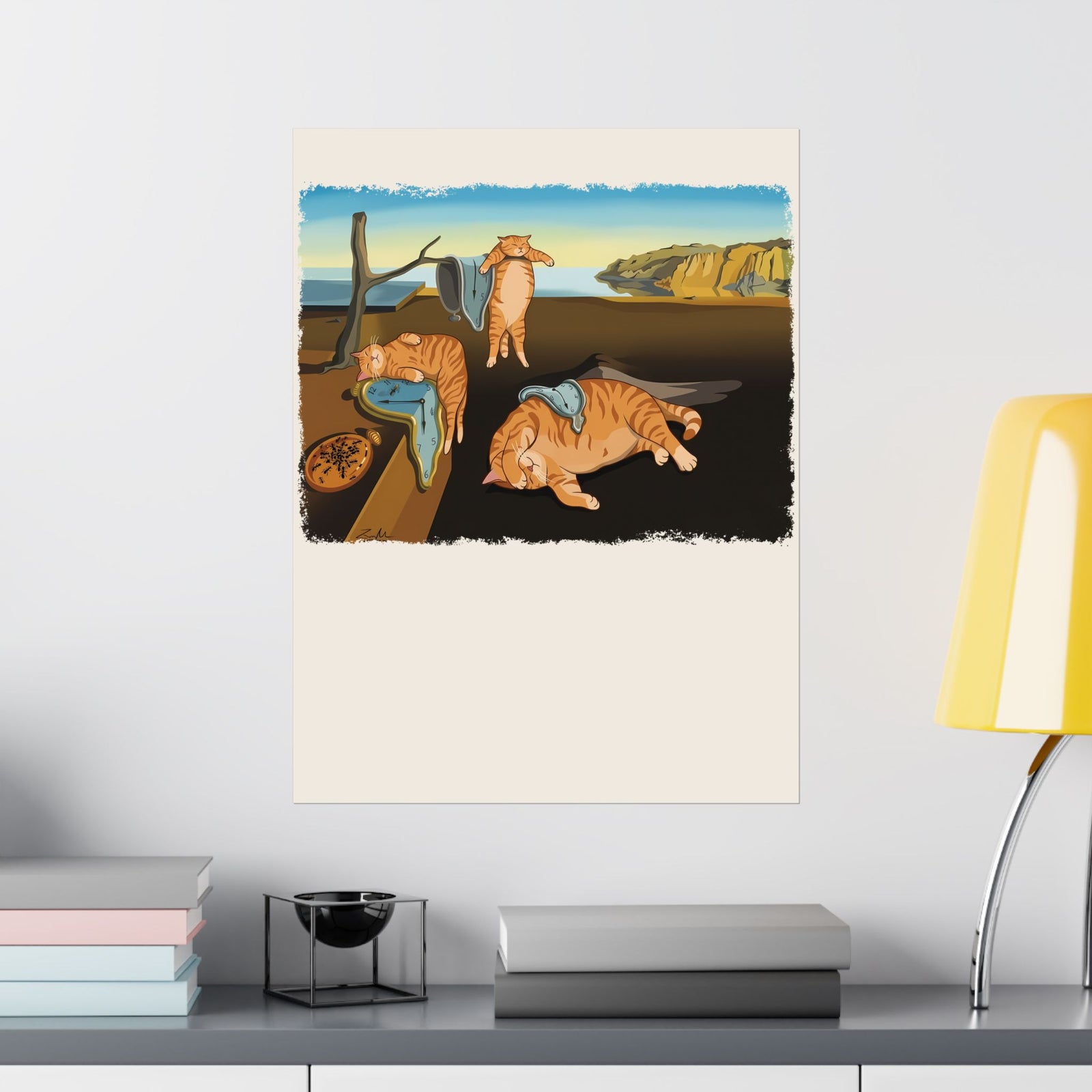 The Purrsistence of Memory Poster — Surreal Cat Art Poster