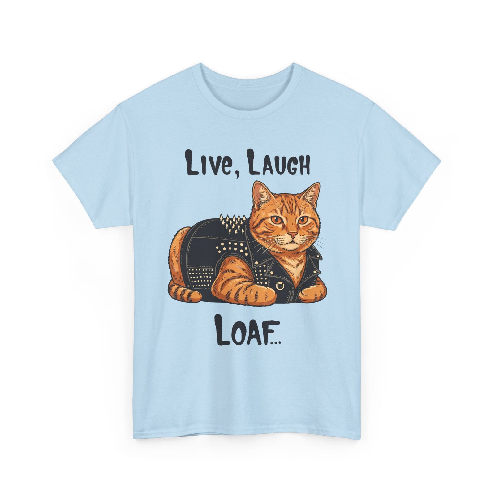 "Live, Laugh, Loaf" Punk Rock Orange Cat T-Shirt