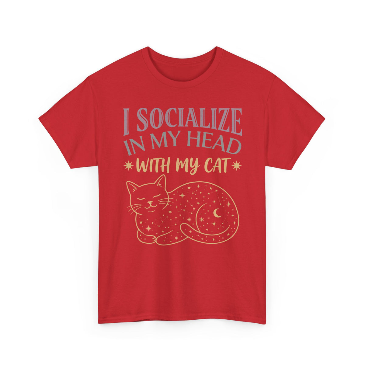 I Socialize in My Head With My Cat T-Shirt — Funny Cat Lover Tee