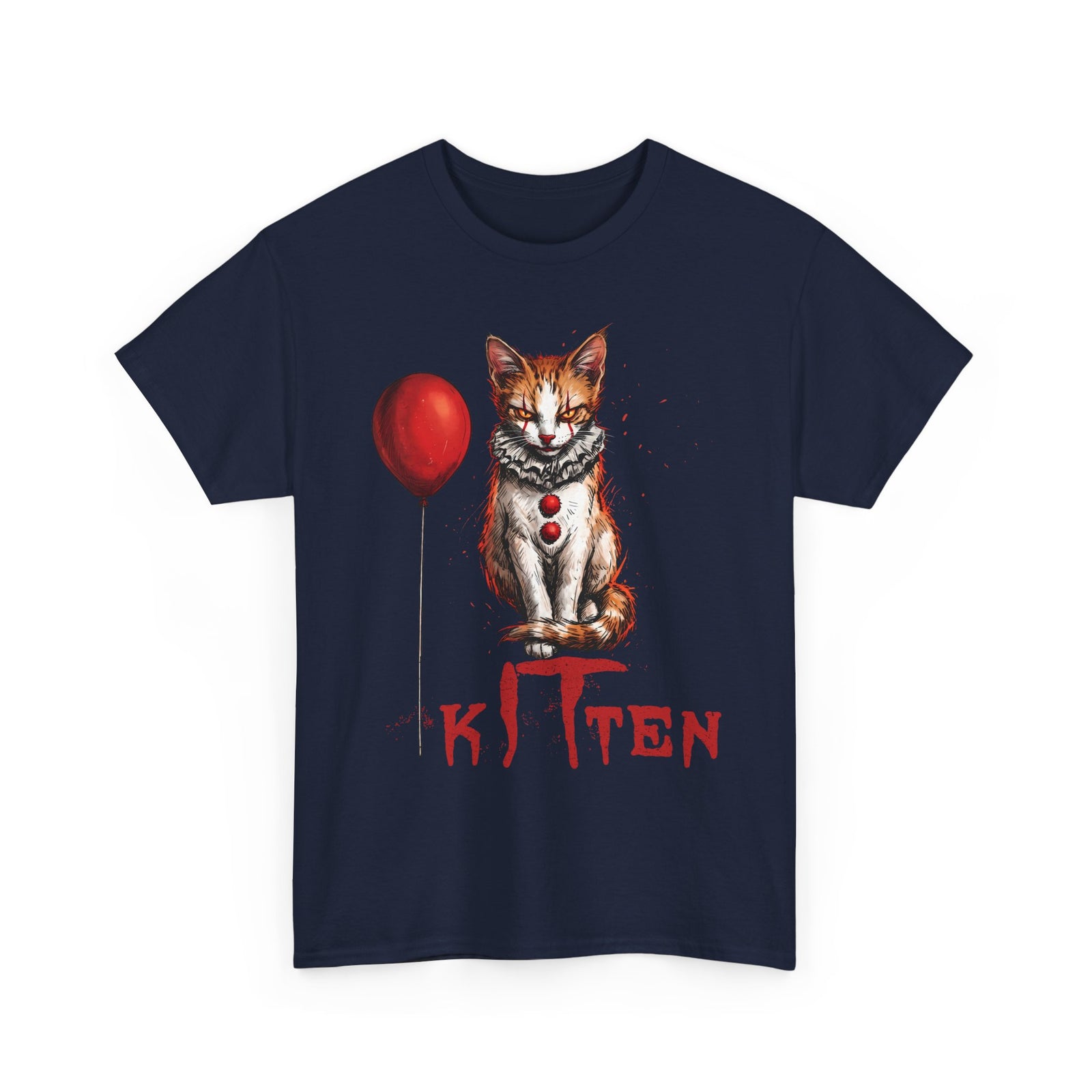 KITTEN Horror Clown T-Shirt — Spooky Orange Tabby Clown Cosplay Apparel