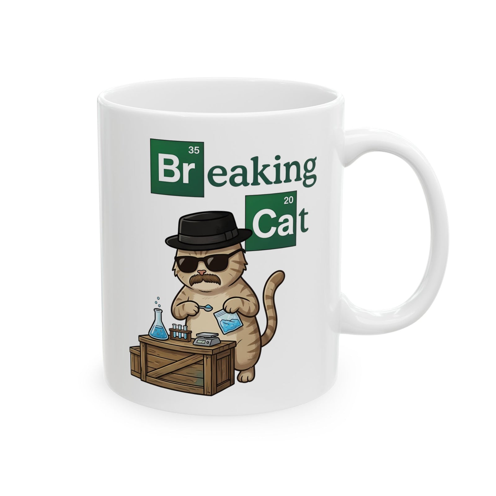 Breaking Cat Ceramic Mug — Funny Cat Graphic Mug