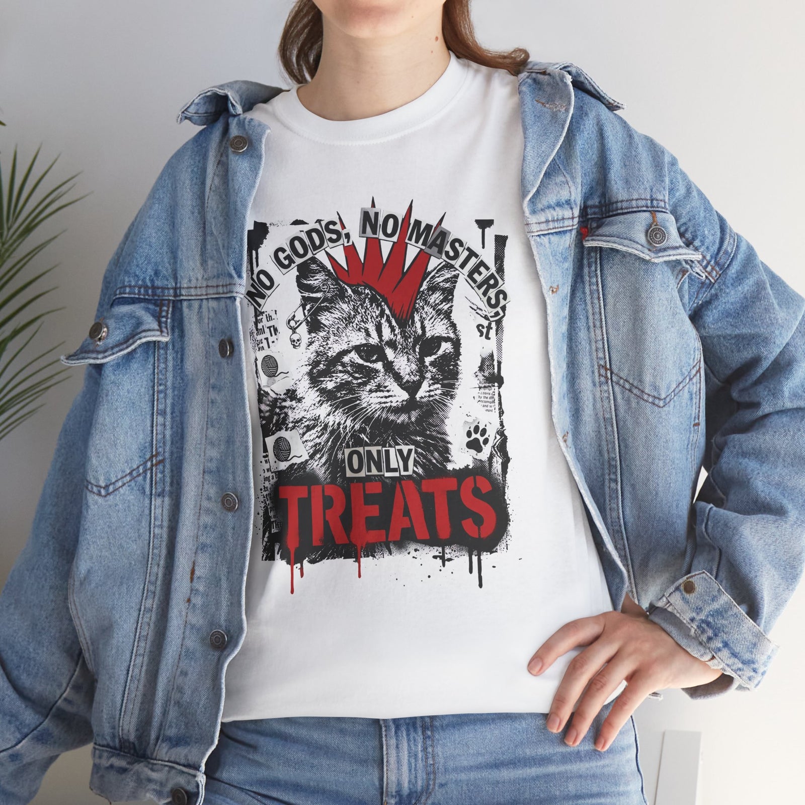 Punk Cat Tee — “No Gods No Masters, Only Treat” Graphic T-Shirt