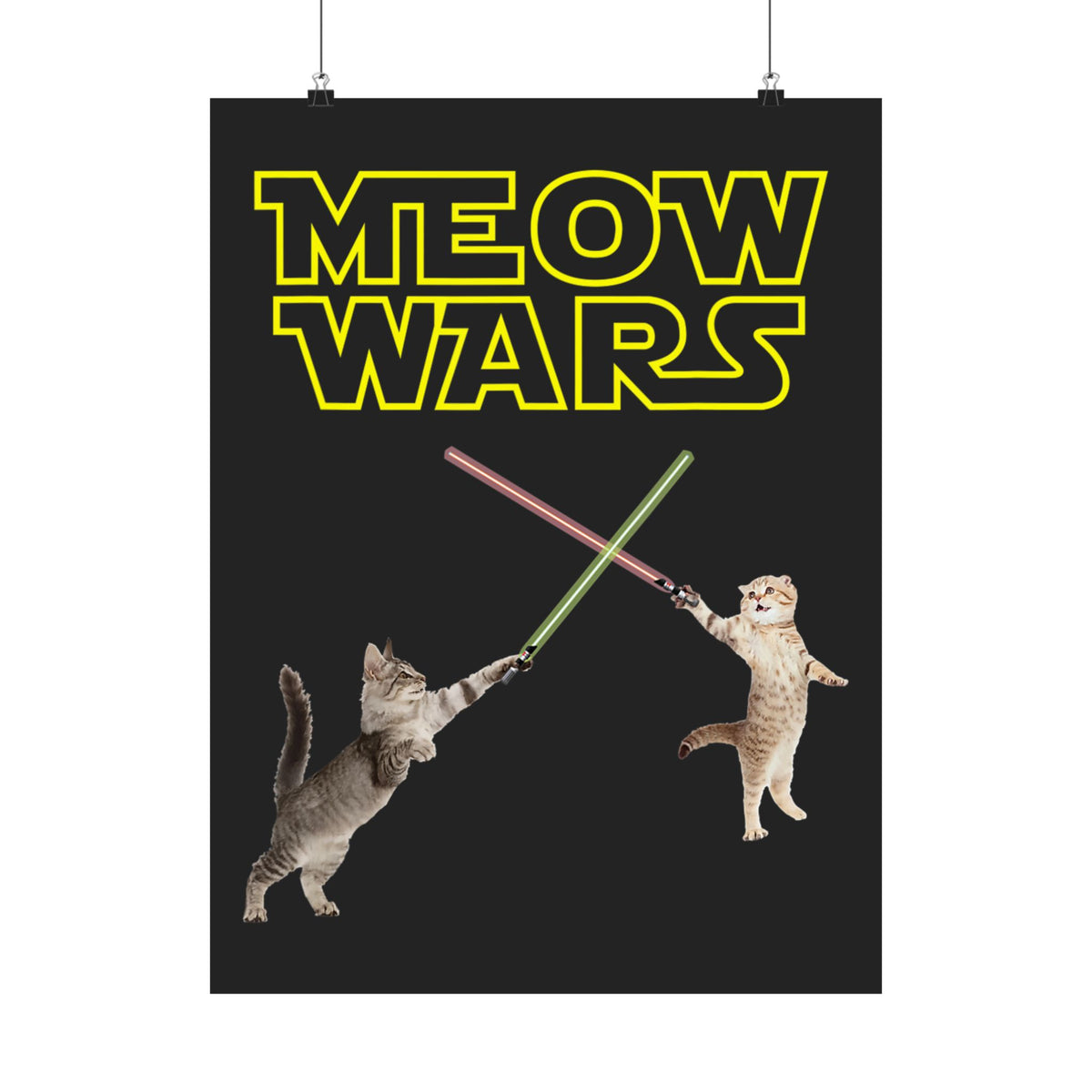Meow Wars Poster — Funny Cat Lightsaber Poster