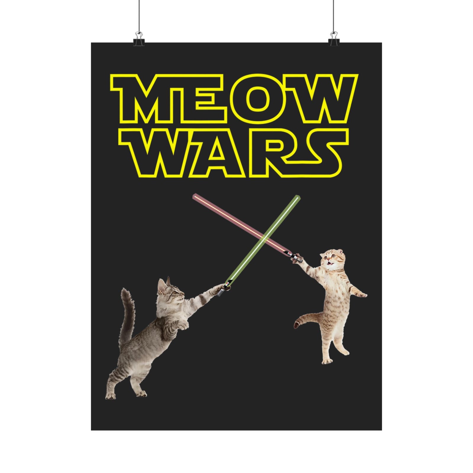 Meow Wars Poster — Funny Cat Lightsaber Poster