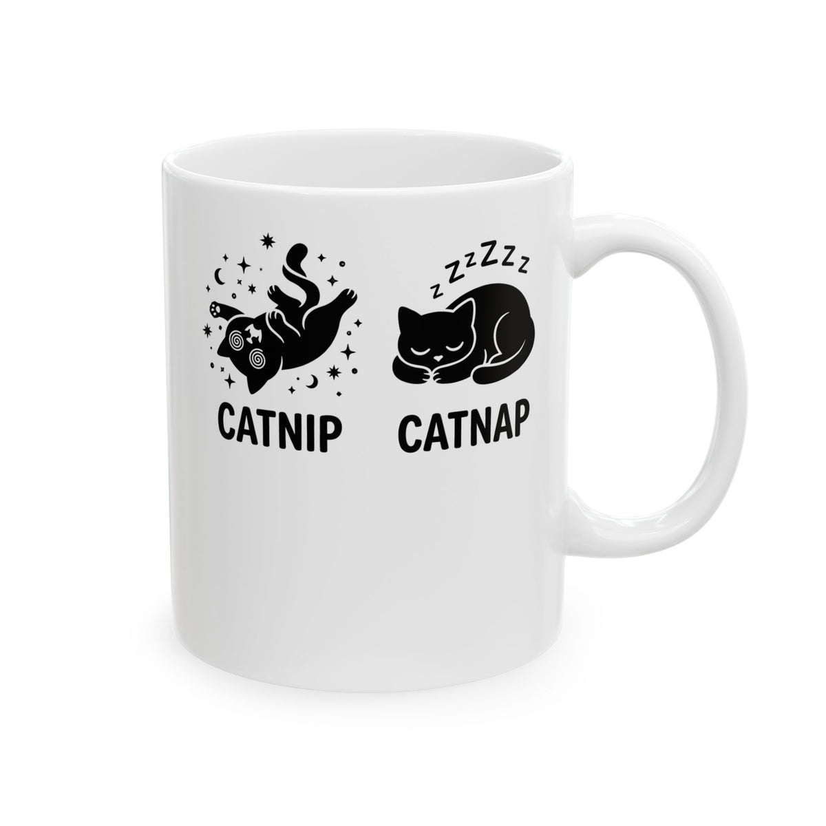 Catnip Catnap Cat Ceramic Mug — Cute Cat Nap Graphic Mug