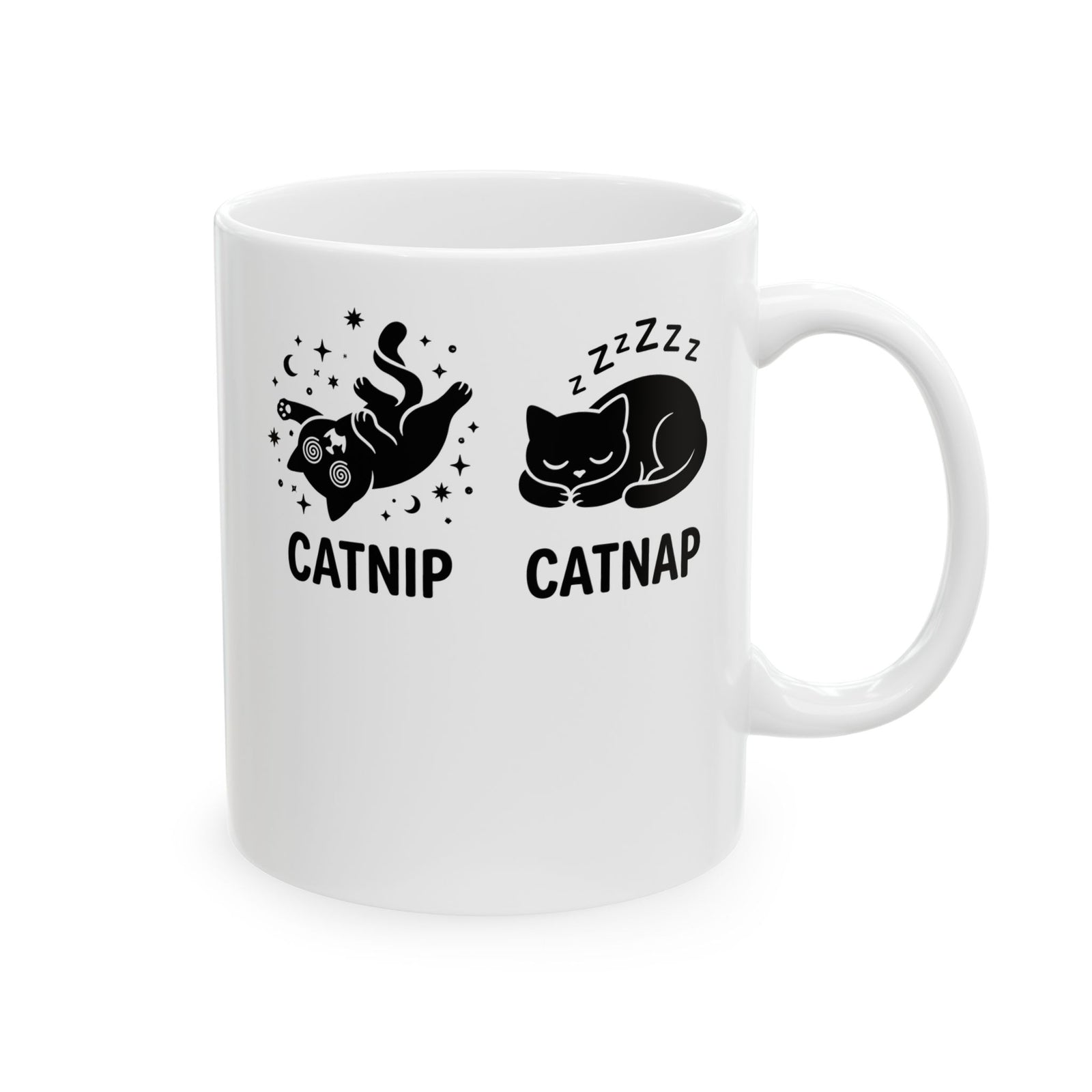 Catnip Catnap Cat Ceramic Mug — Cute Cat Nap Graphic Mug