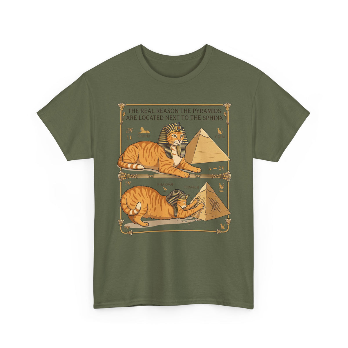 Funny Cat Pyramids Sphinx T-Shirt Ancient Egypt Scratching Design