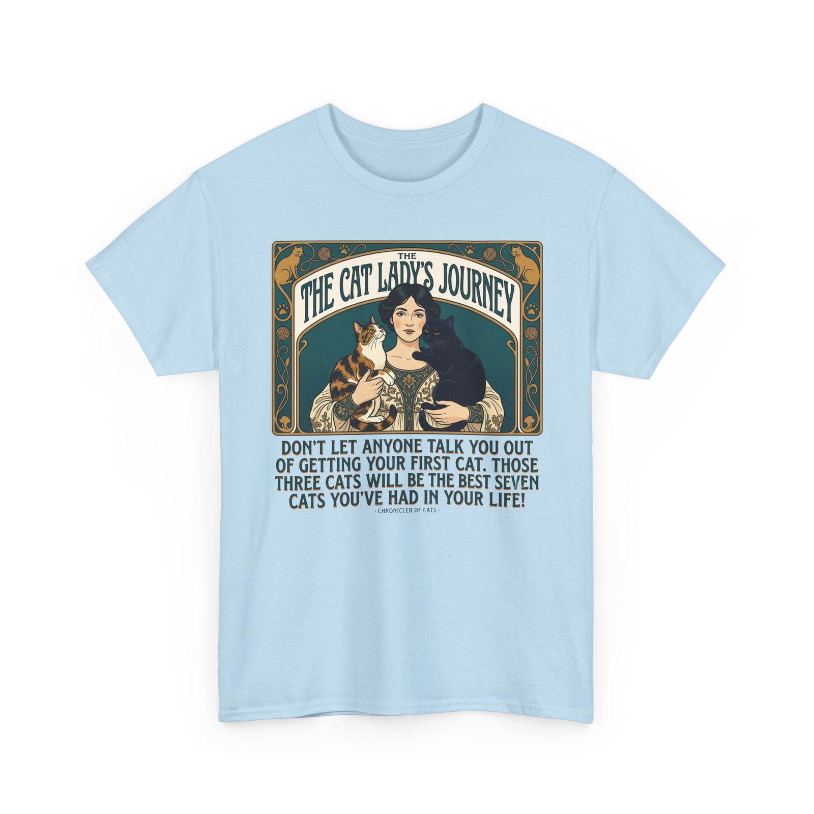 Cat Lady Journey T‑Shirt — "The Cat Lady's Journey" Vintage Cat Lover Tee