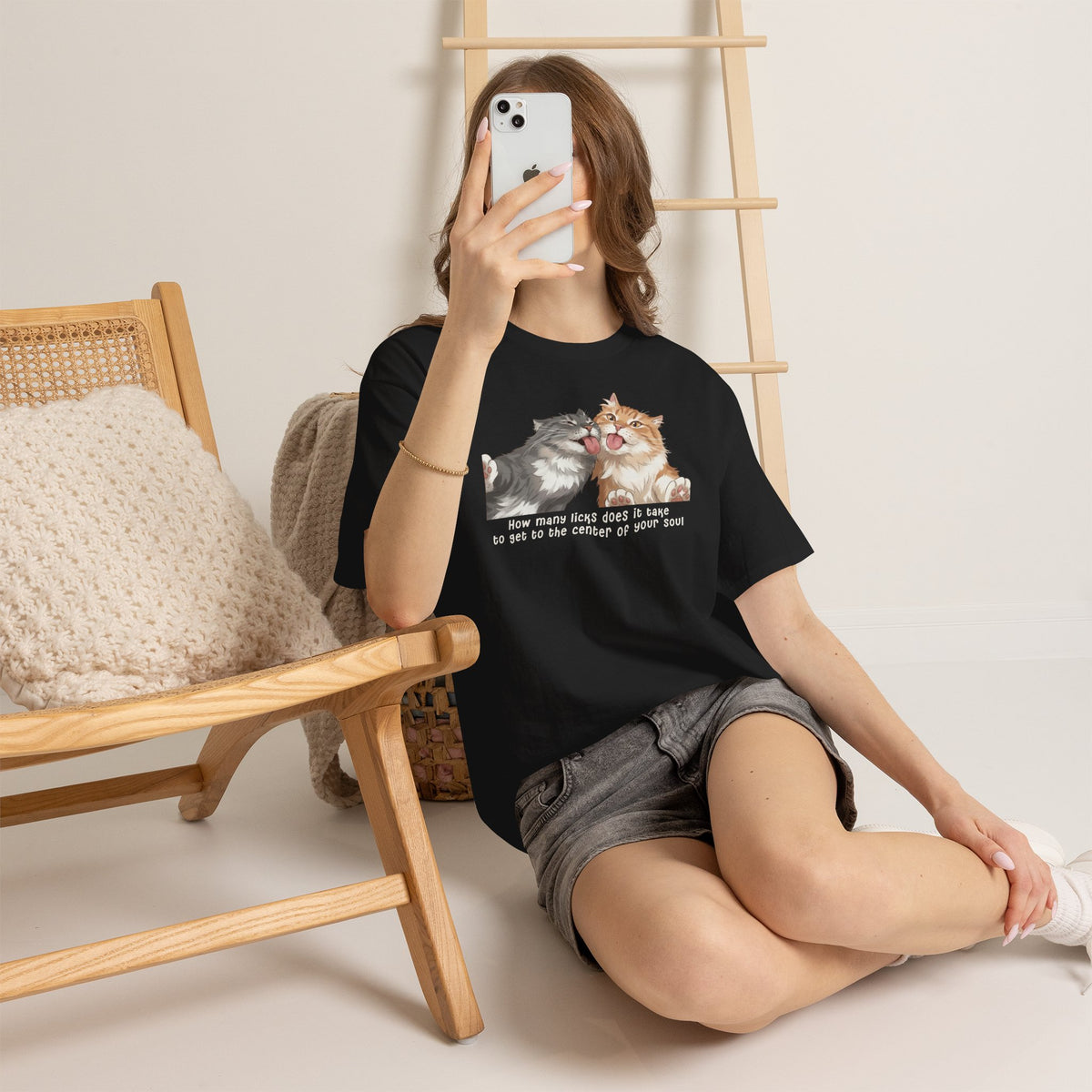 Cat Love You T-Shirt — 'How Many Licks Does It Take to Get to the Center of Your Soul'