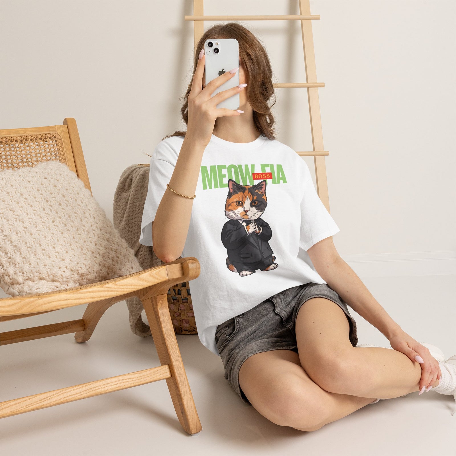Meow-Fia Boss Mafia Calico Cat T-Shirt — Funny Mob Boss Feline Tee