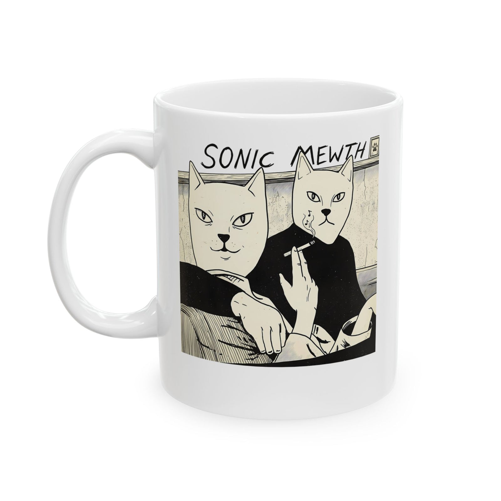 Funny Cat Parody Ceramic Mug — Cute Satirical Cat Mug