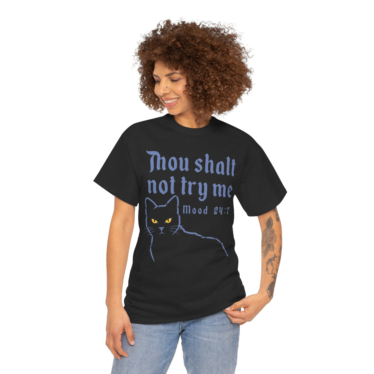 Thou Shalt Not Try Me Cat T-Shirt Graphic Tee