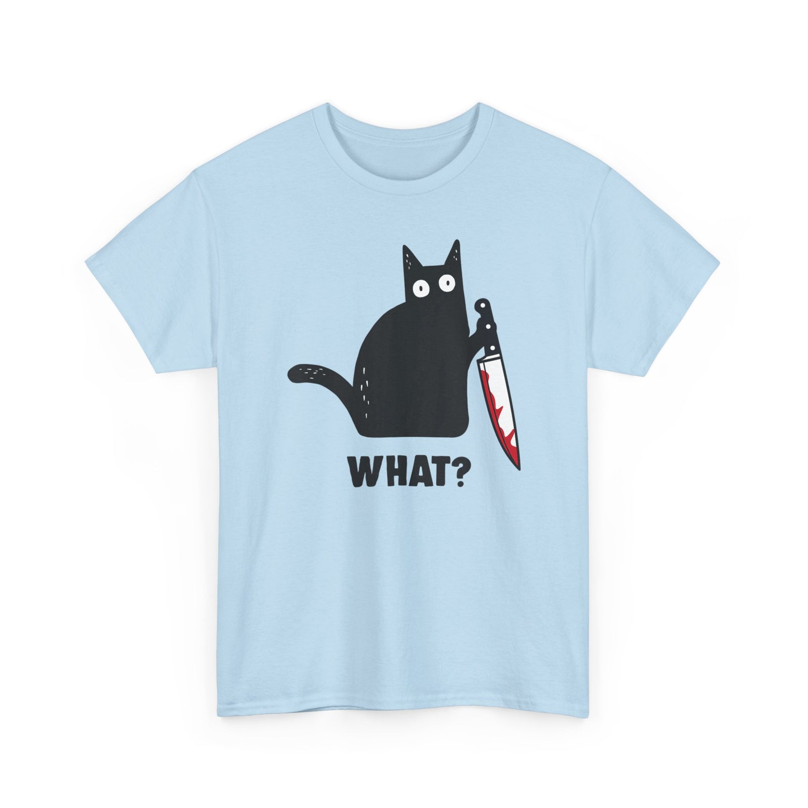 "WHAT?" Cat Funny Horror T‑Shirt